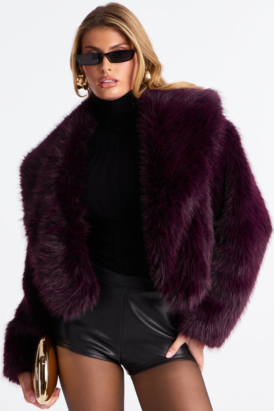 Gigi Faux Fur Coat - Plum