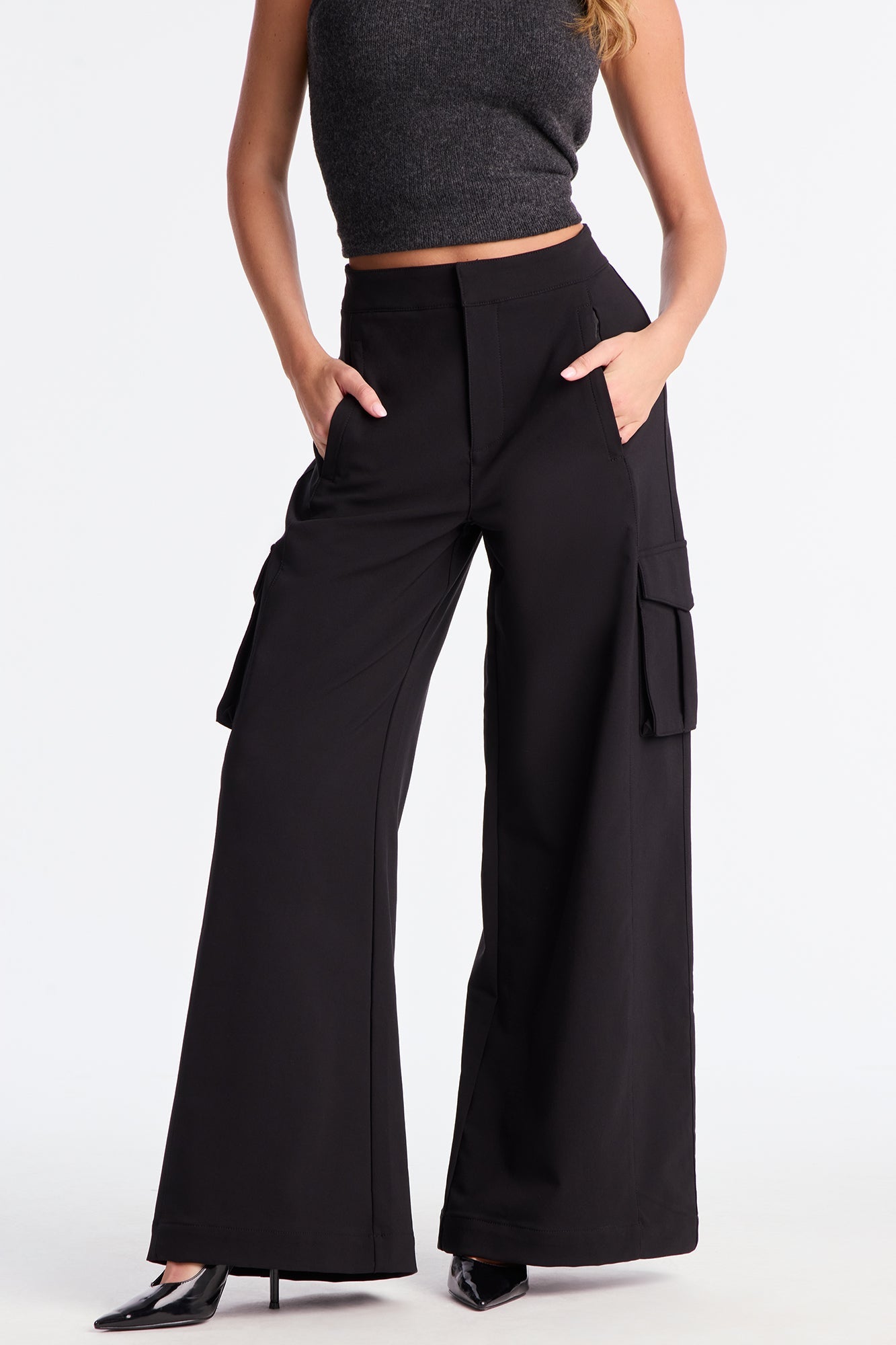 Rebel Heart Extreme Wide Leg Cargo Pant 32″ - Black