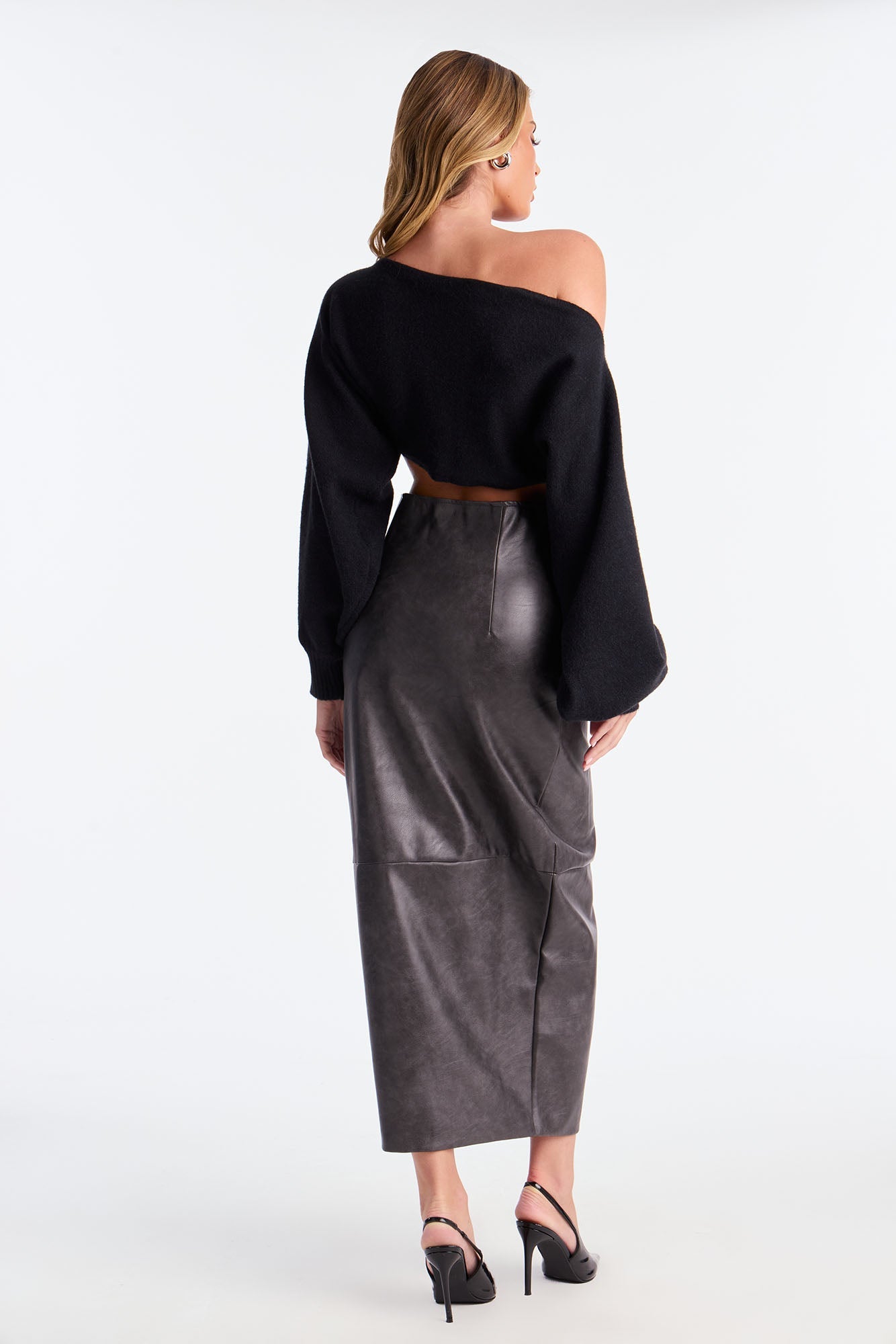 Not Asking Faux Leather Pencil Maxi Skirt - Black