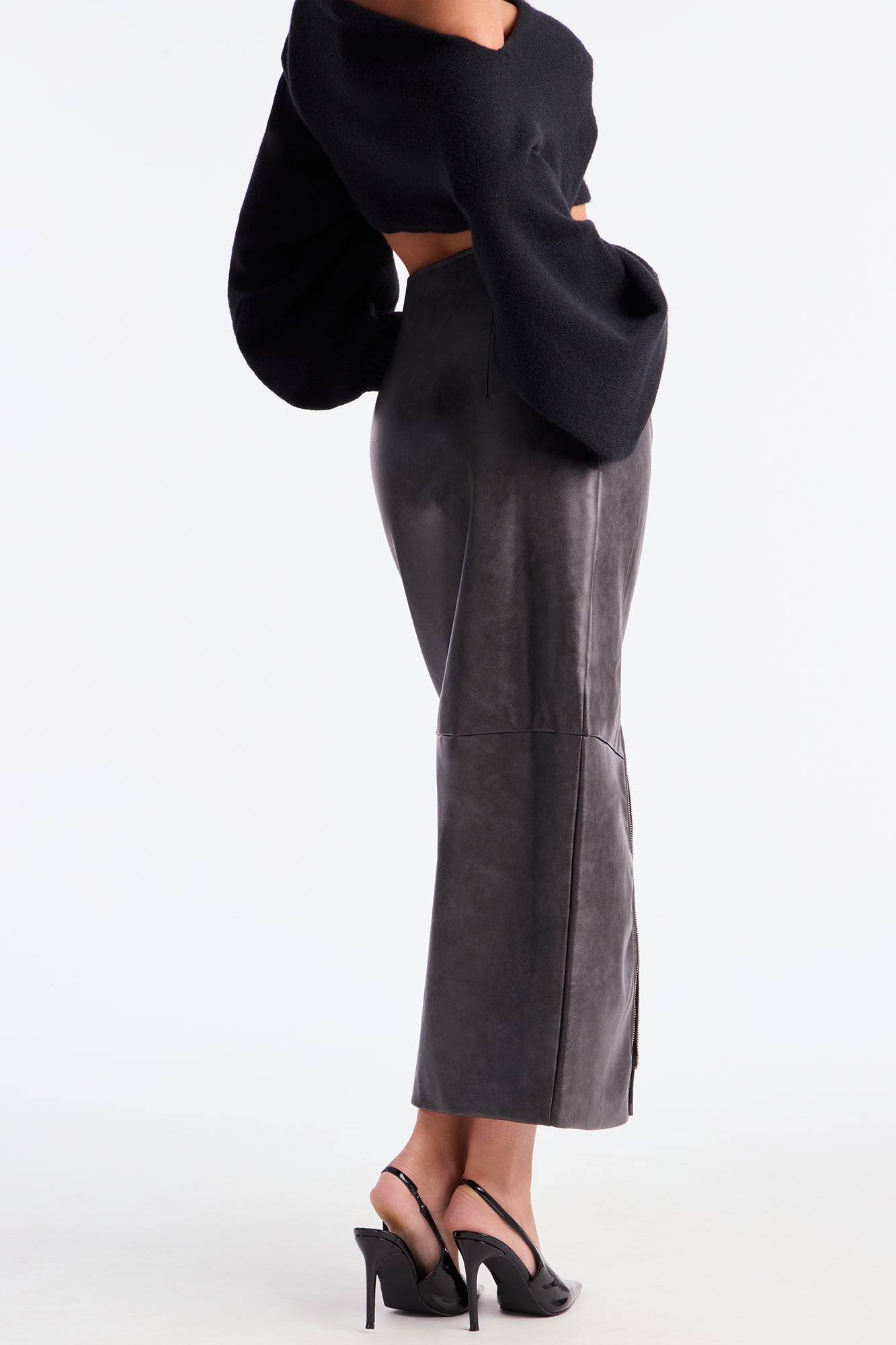 Not Asking Faux Leather Pencil Maxi Skirt - Black