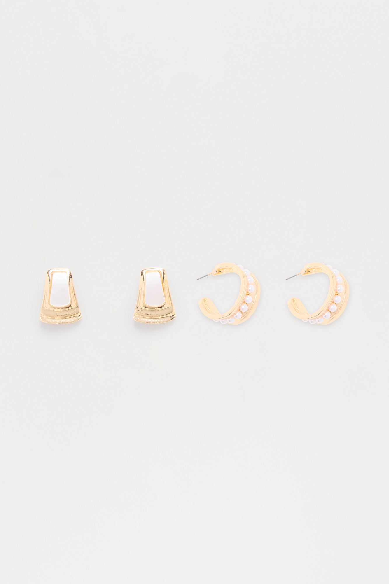 Pearly Girl 2 Pair Earring Set - Gold/combo