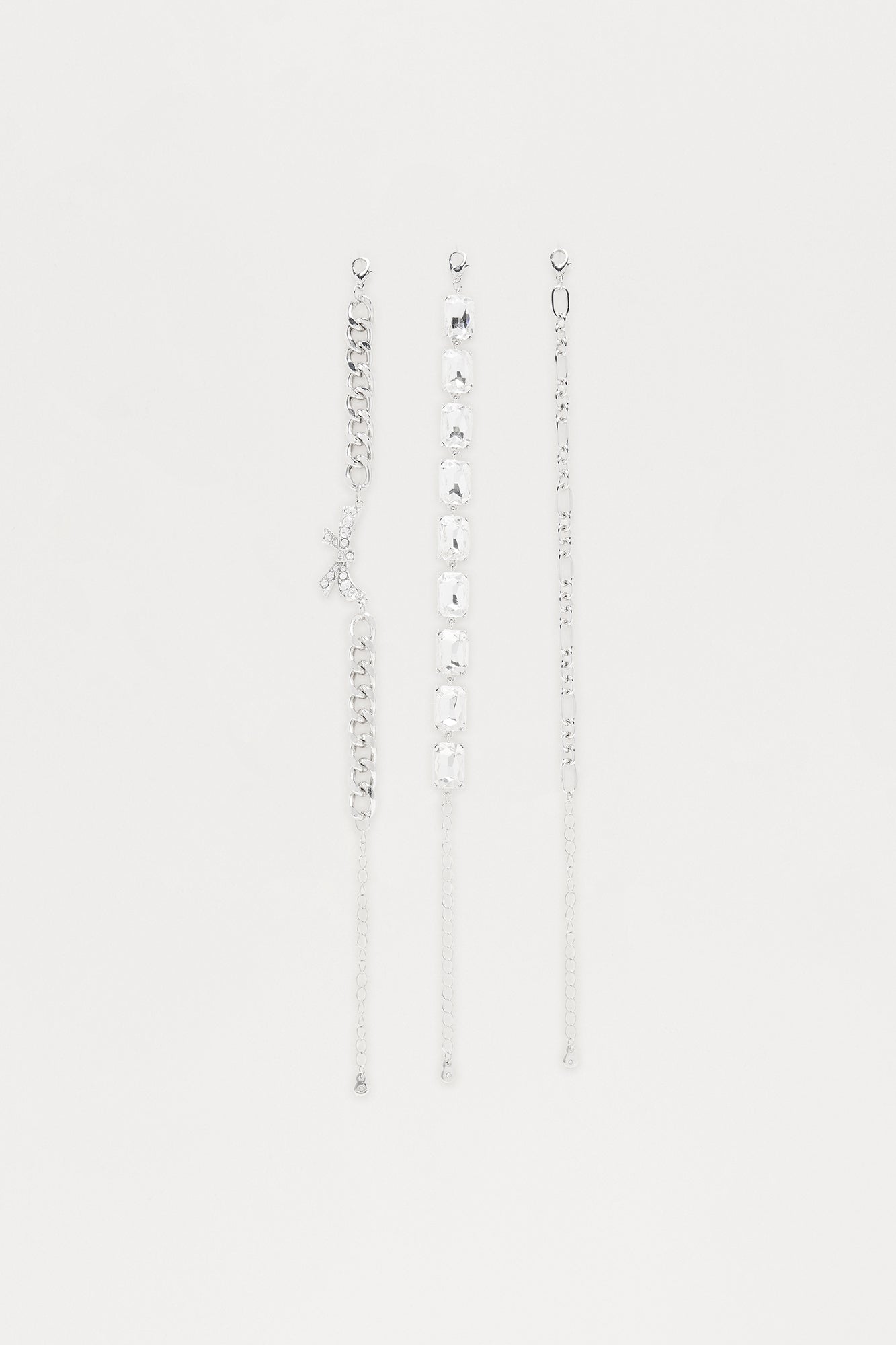 Softer Side Jeweled 3 Piece Bracelet Set - Silver