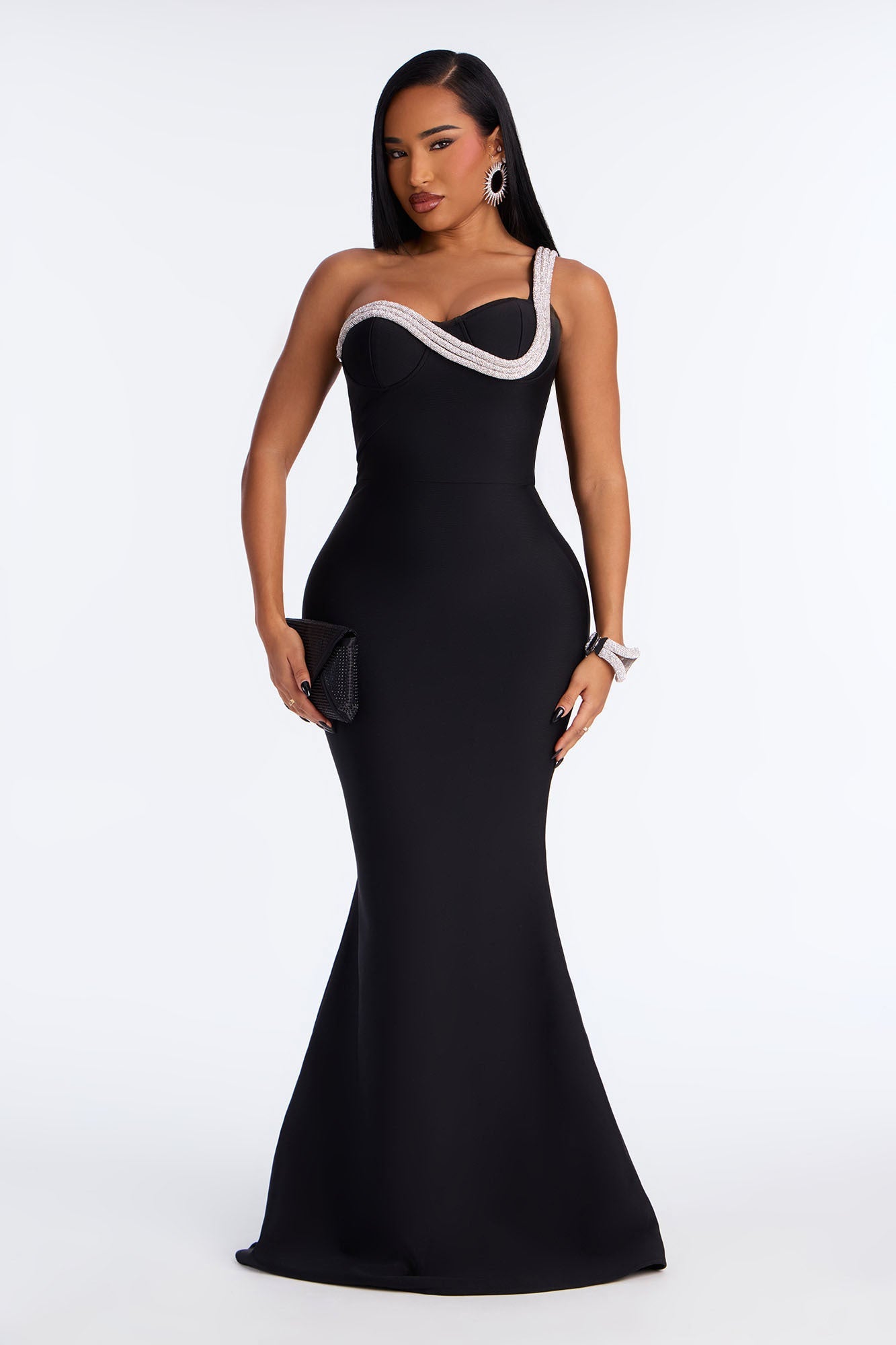 Bling Ting Bandage Maxi Gown - Black