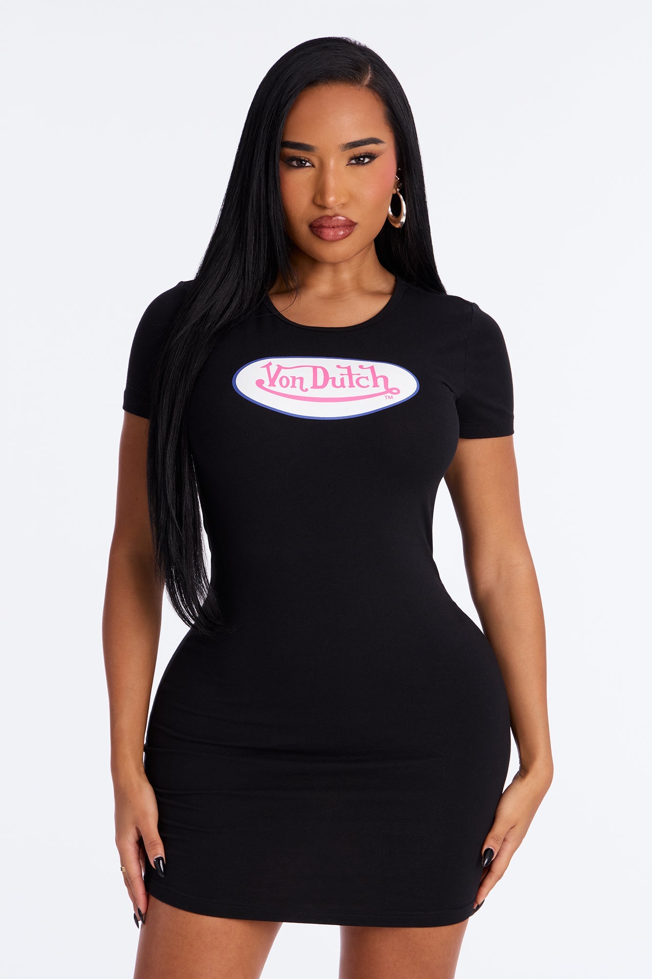 Von Dutch Logo T Shirt Mini Dress - Black
