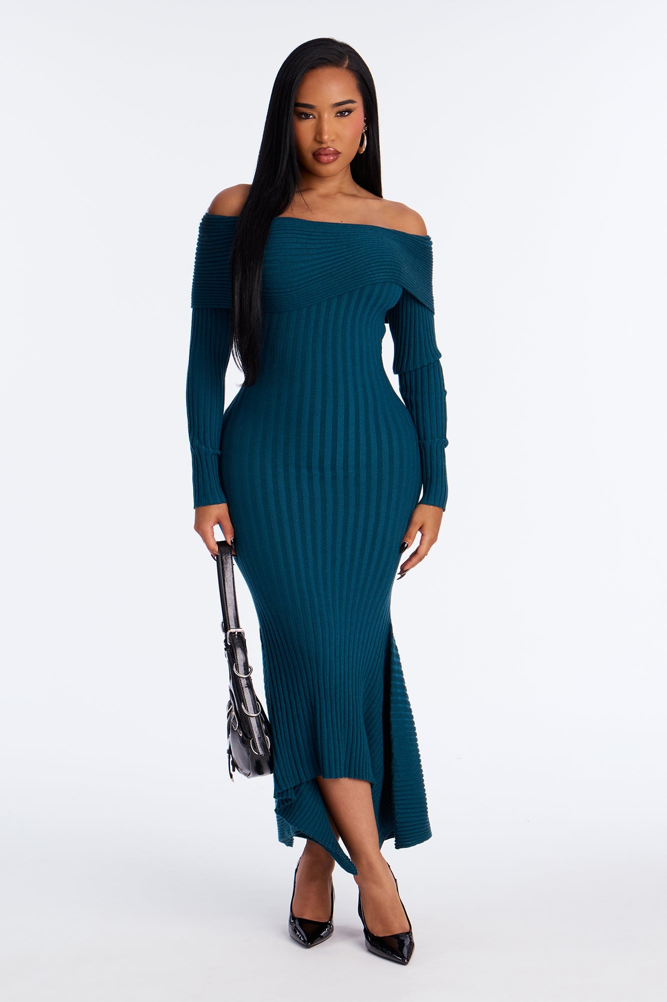 GF Material Sweater Maxi Dress - Teal