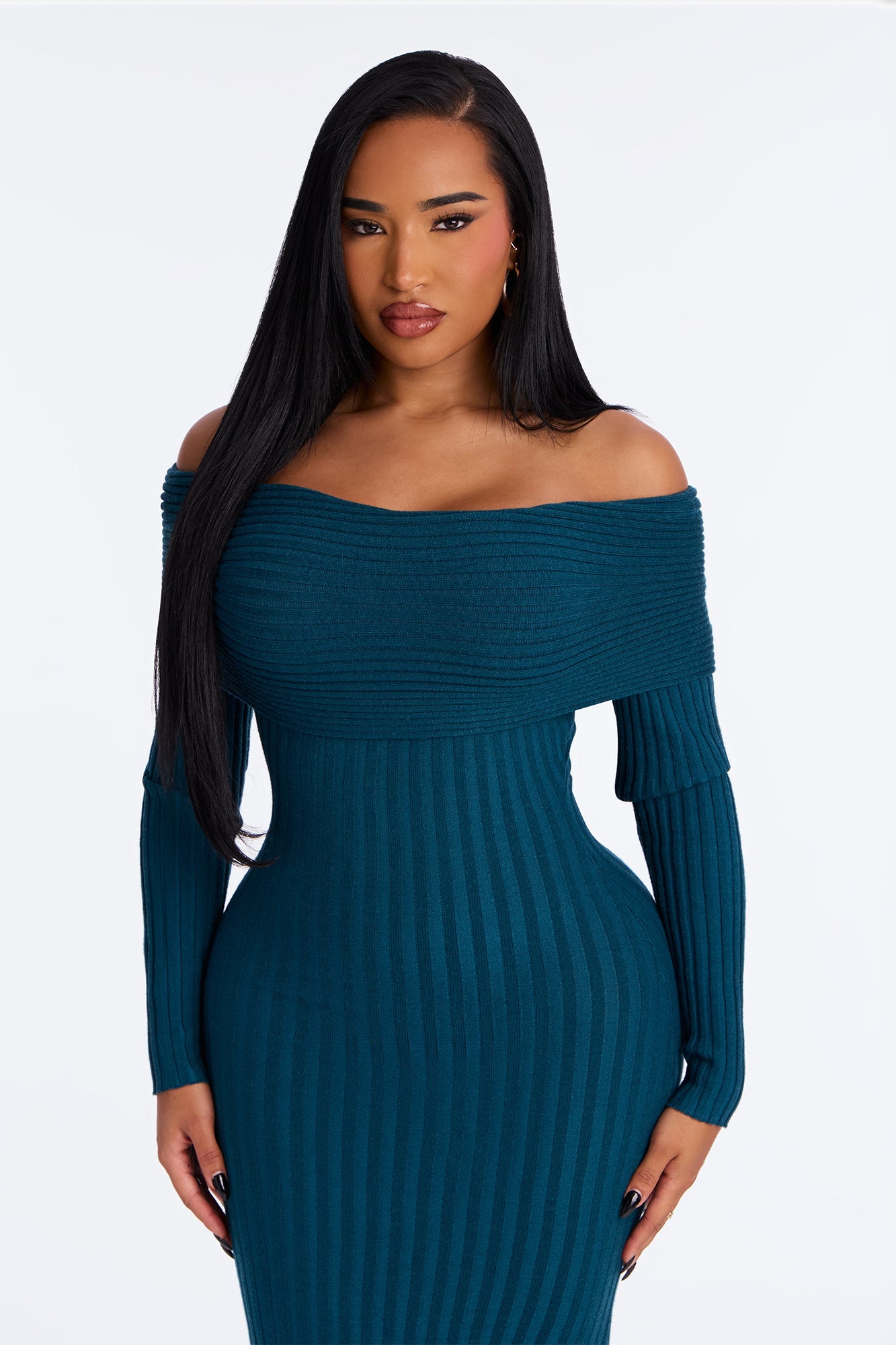 GF Material Sweater Maxi Dress - Teal