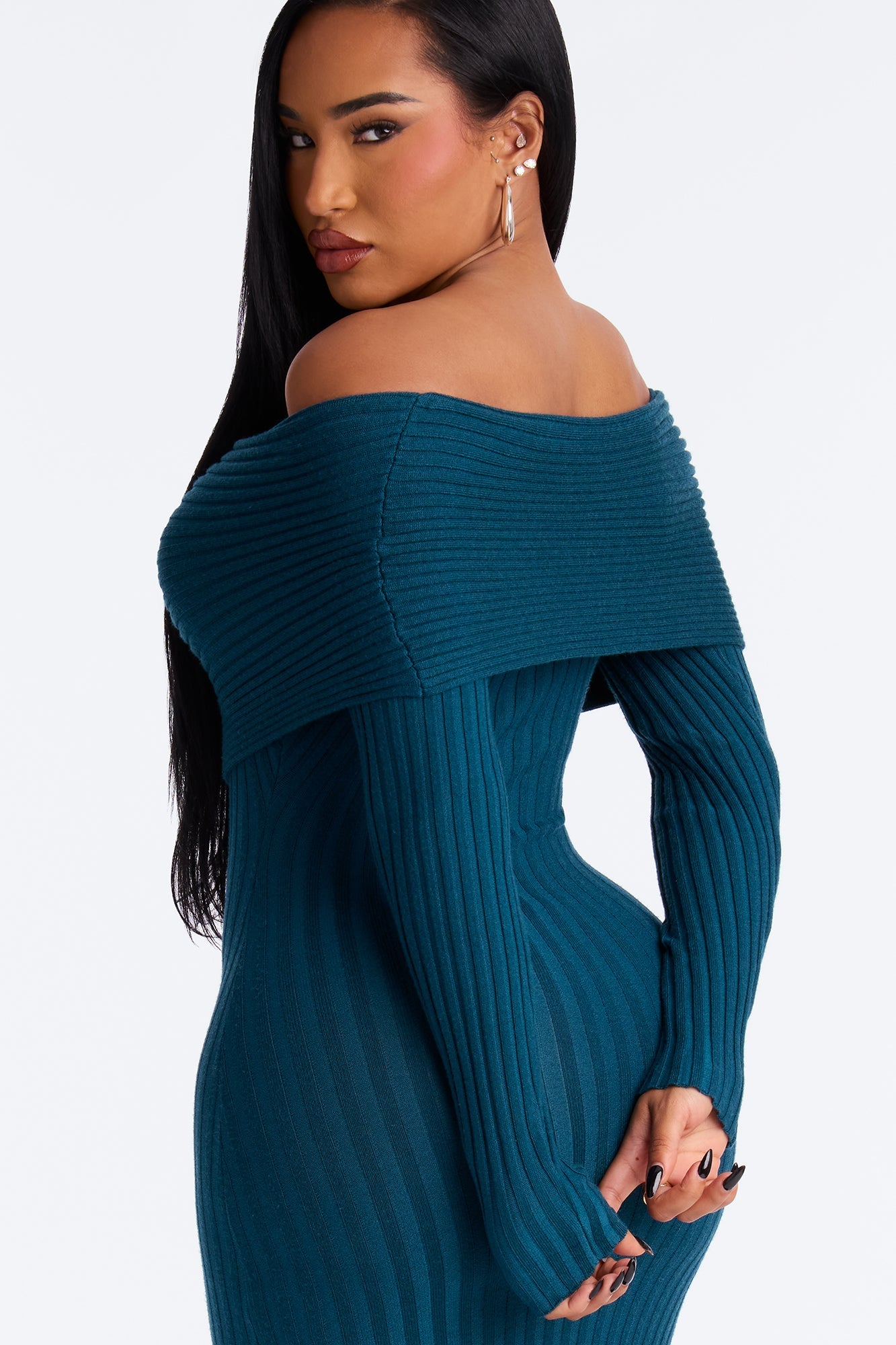 GF Material Sweater Maxi Dress - Teal