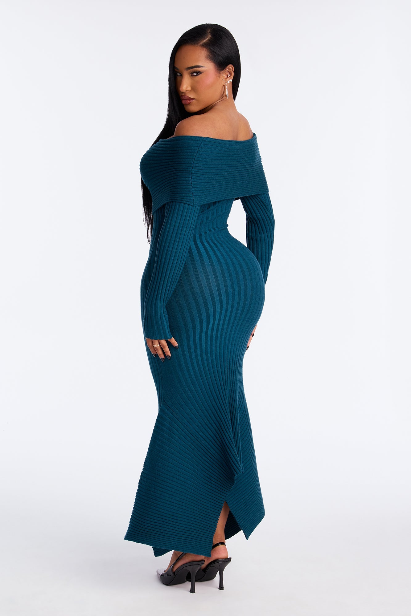 GF Material Sweater Maxi Dress - Teal