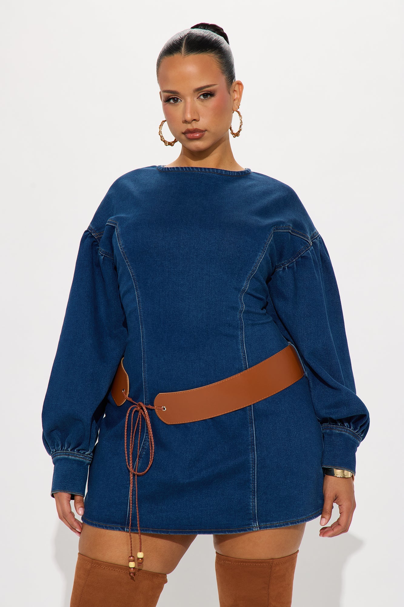 Malia Belted Denim Mini Dress - Denim