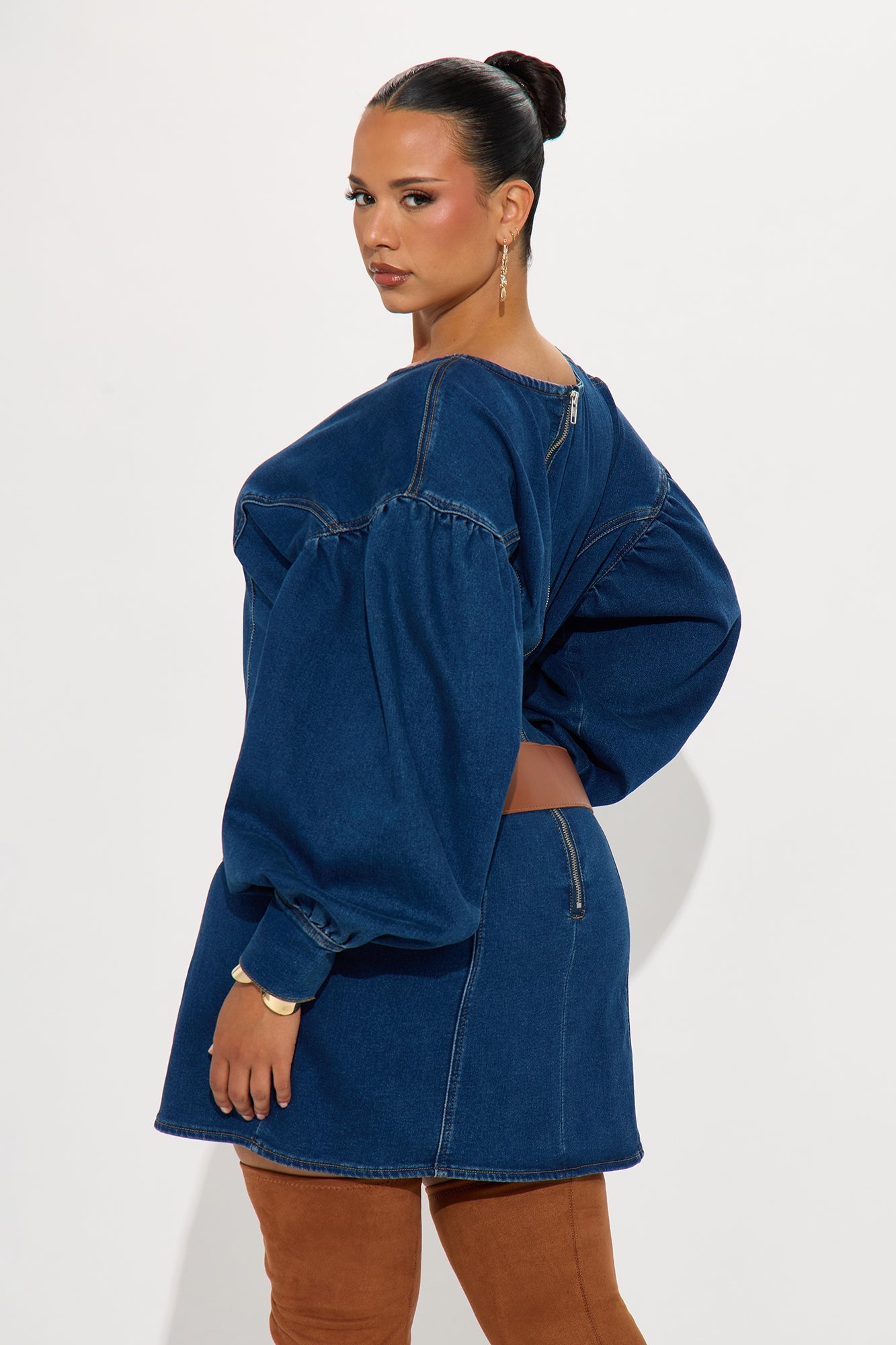 Malia Belted Denim Mini Dress - Denim