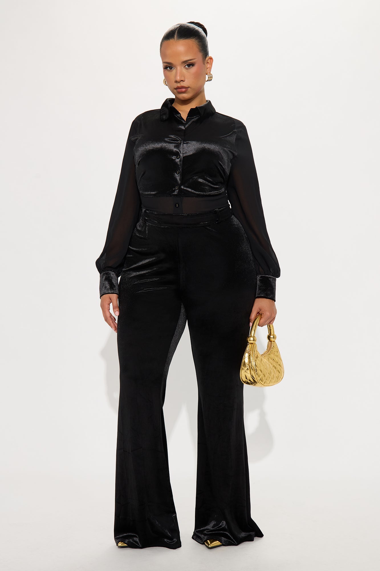Fiona Velvet Belted Jumpsuit - Black