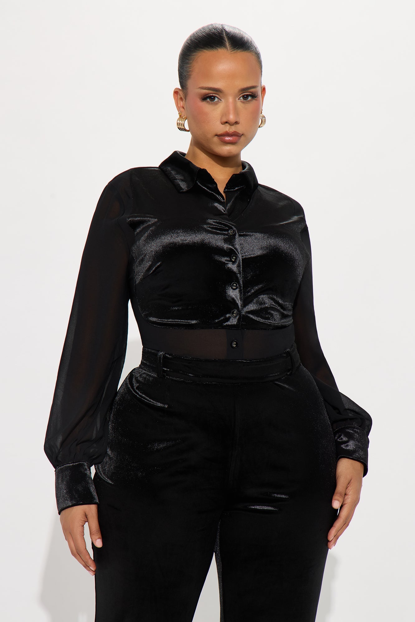 Fiona Velvet Belted Jumpsuit - Black