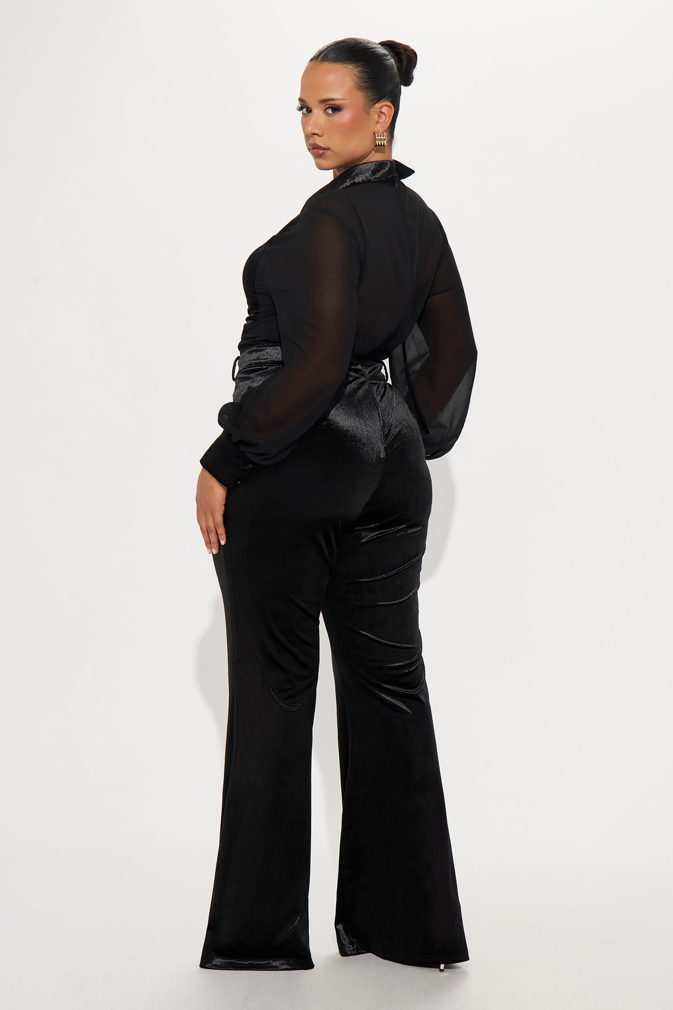 Fiona Velvet Belted Jumpsuit - Black