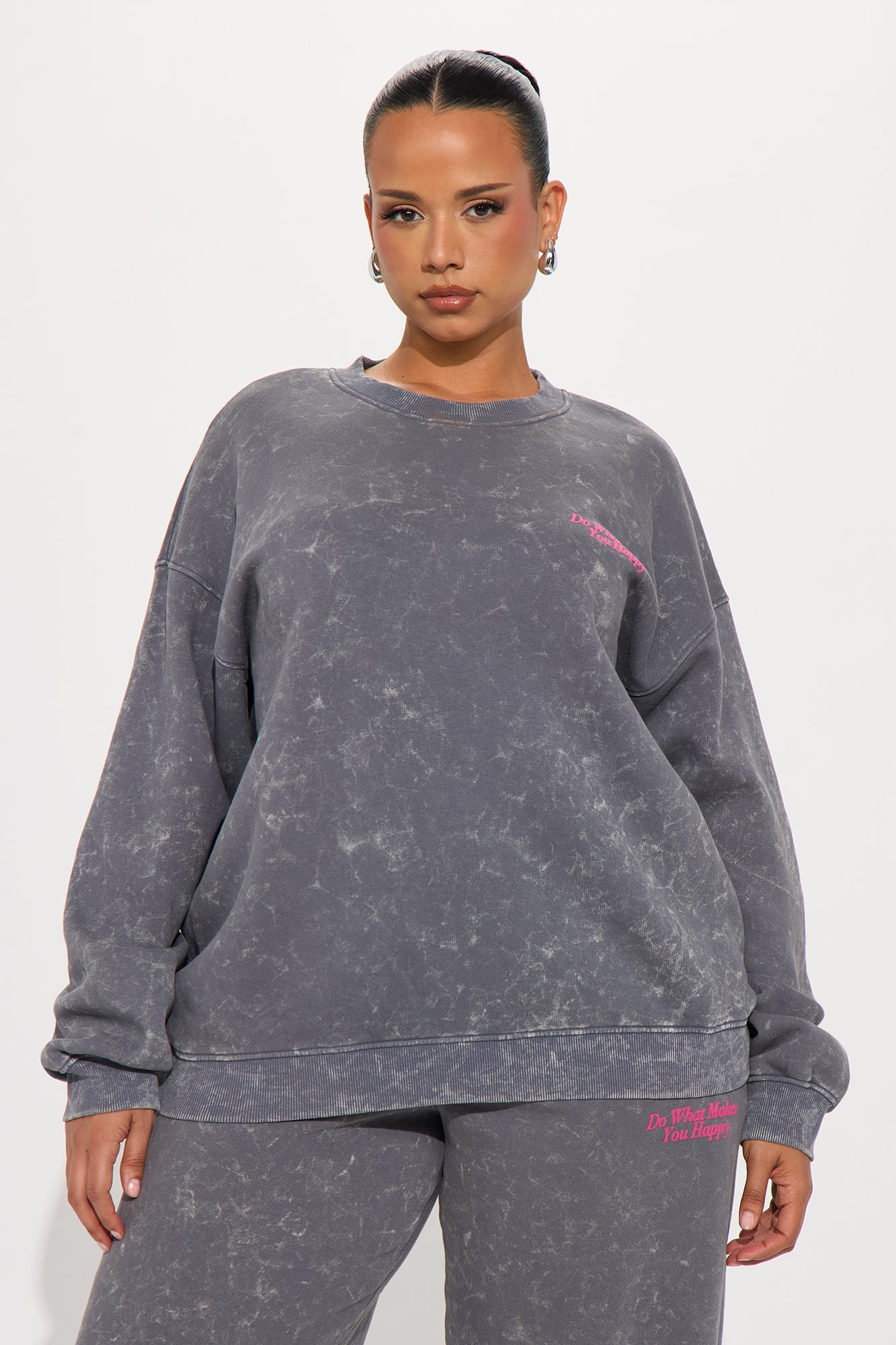 Be Happy Fleece Pant Set - Grey