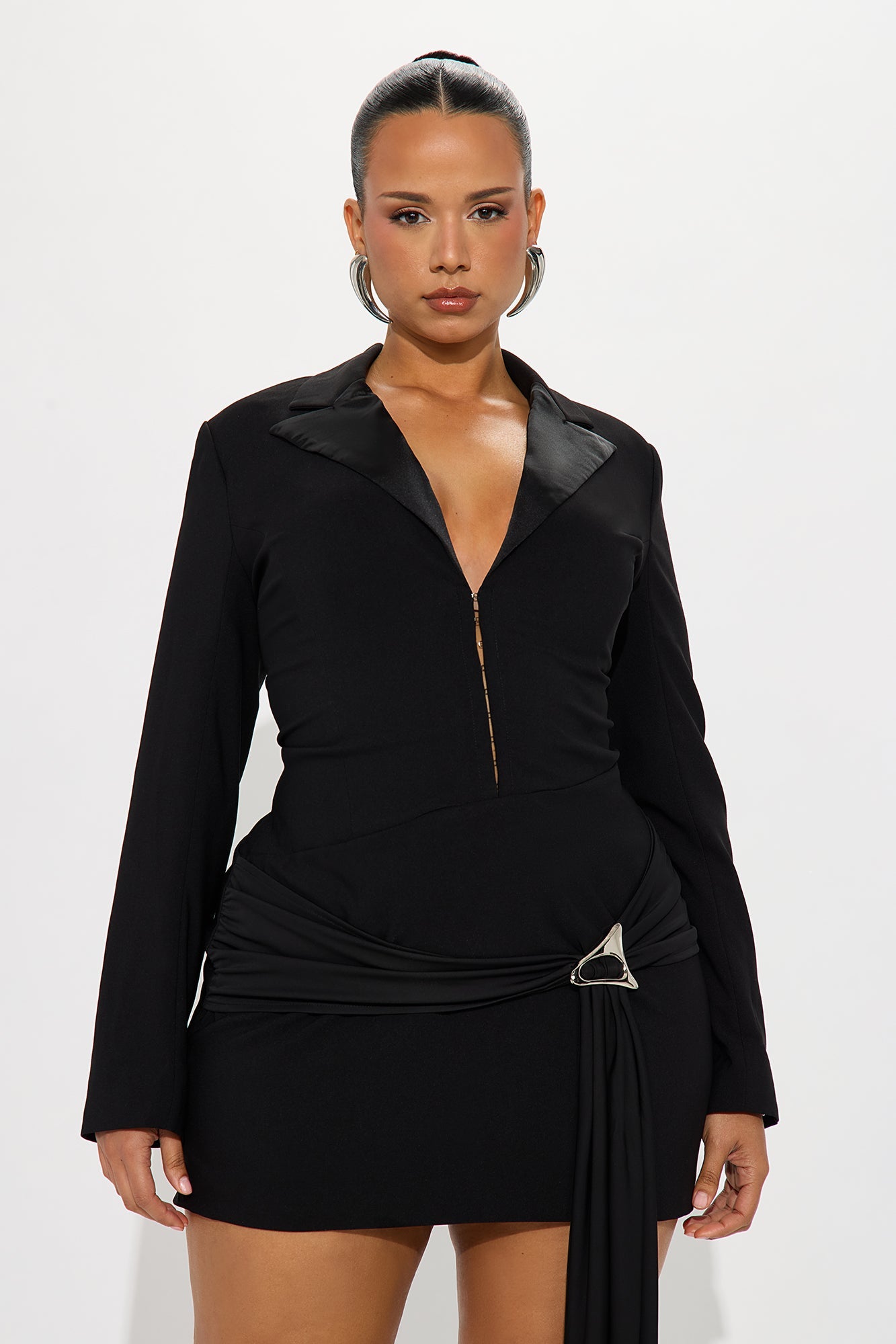 Dua Draped Mini Dress - Black