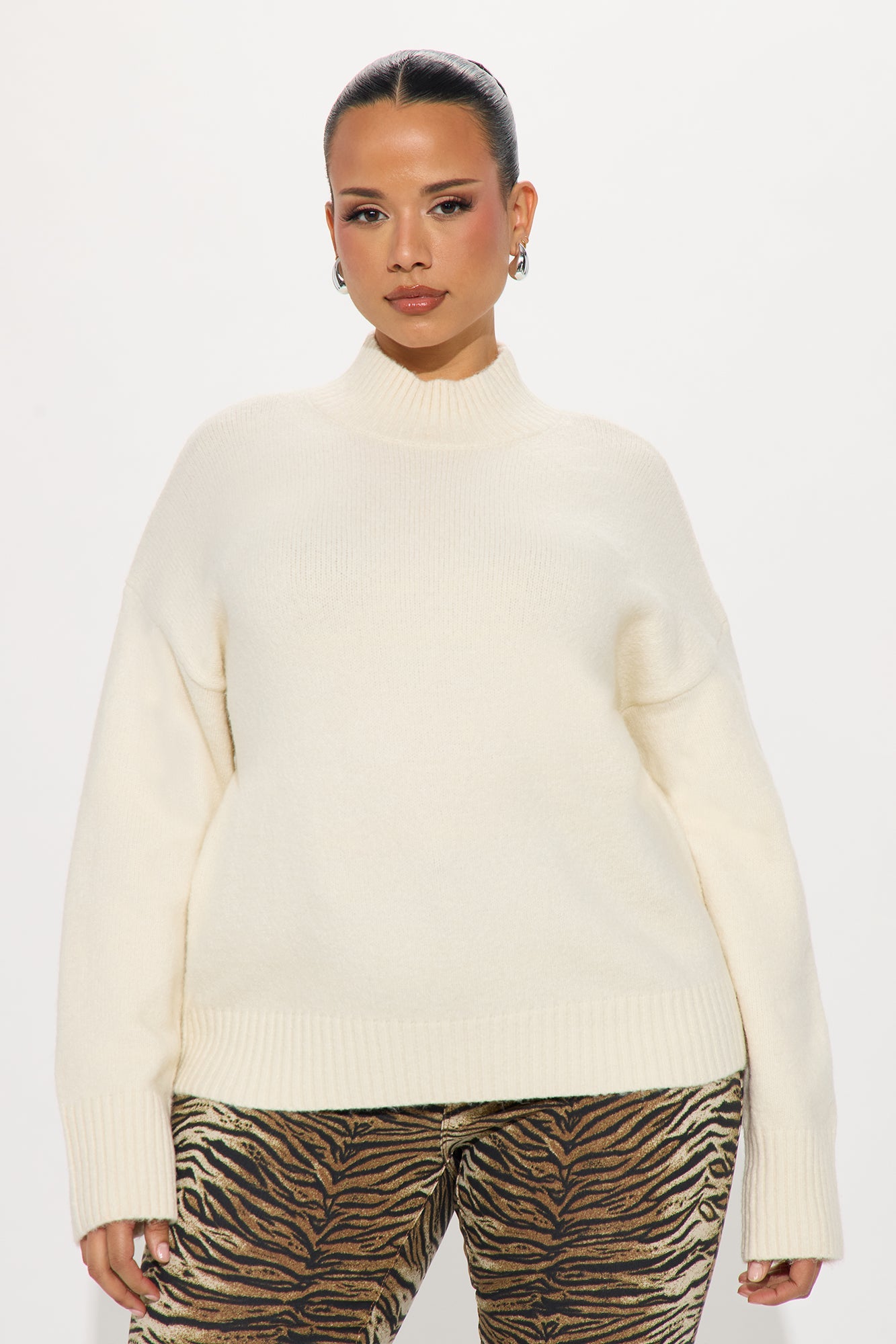 Jesse Mock Neck Sweater - Cream