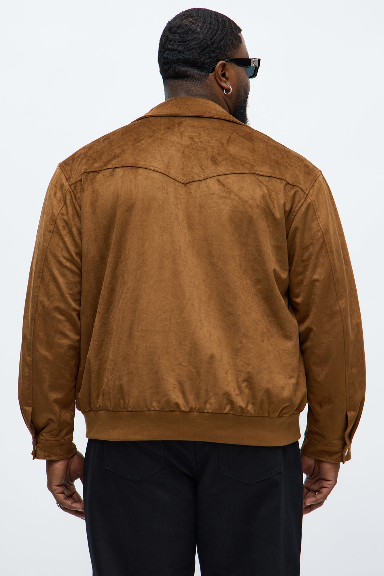 Faux Suede Finesse Zip Jacket - Brown