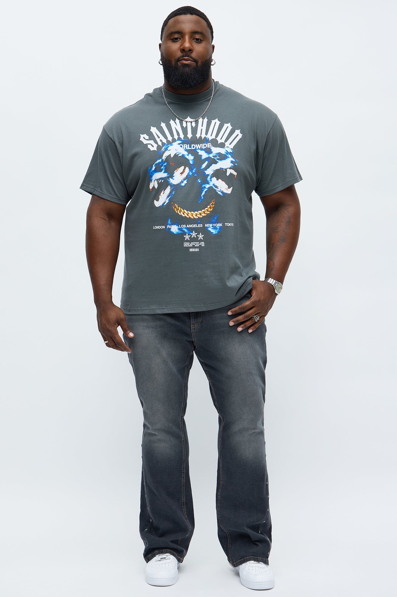 Stacked Skinny Flare Star Of The Show Studded Jean - Black Wash