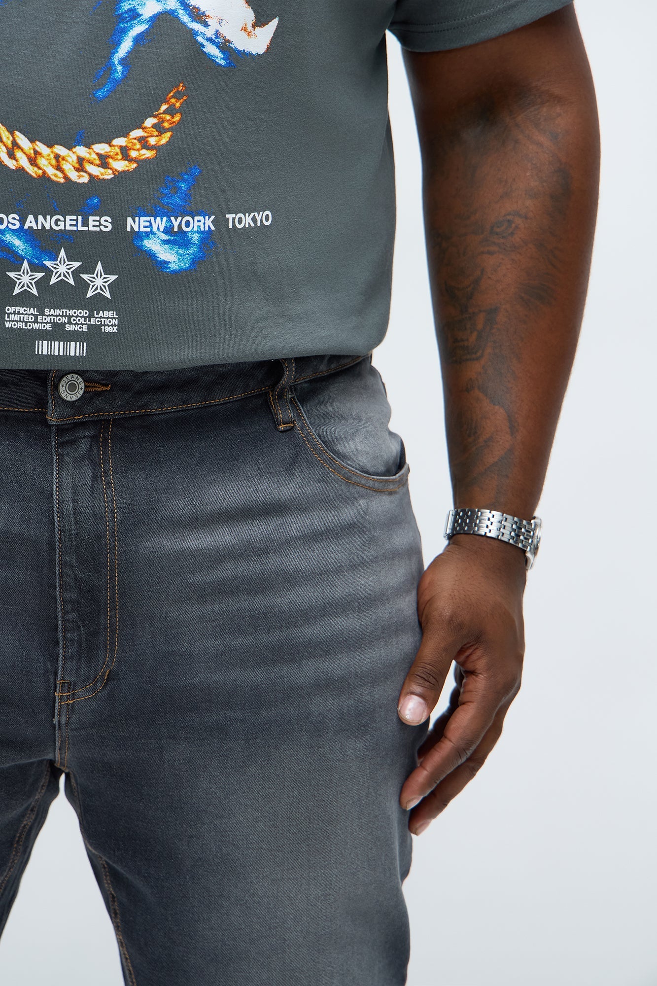 Stacked Skinny Flare Star Of The Show Studded Jean - Black Wash