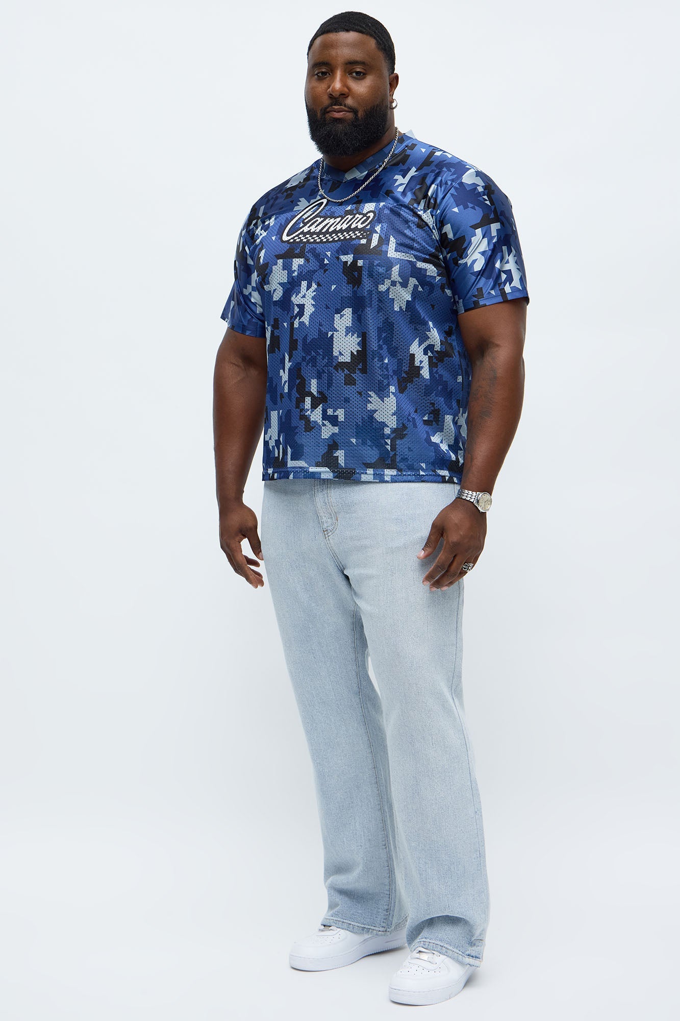 Camaro Combat Print Mesh Jersey - Blue/combo