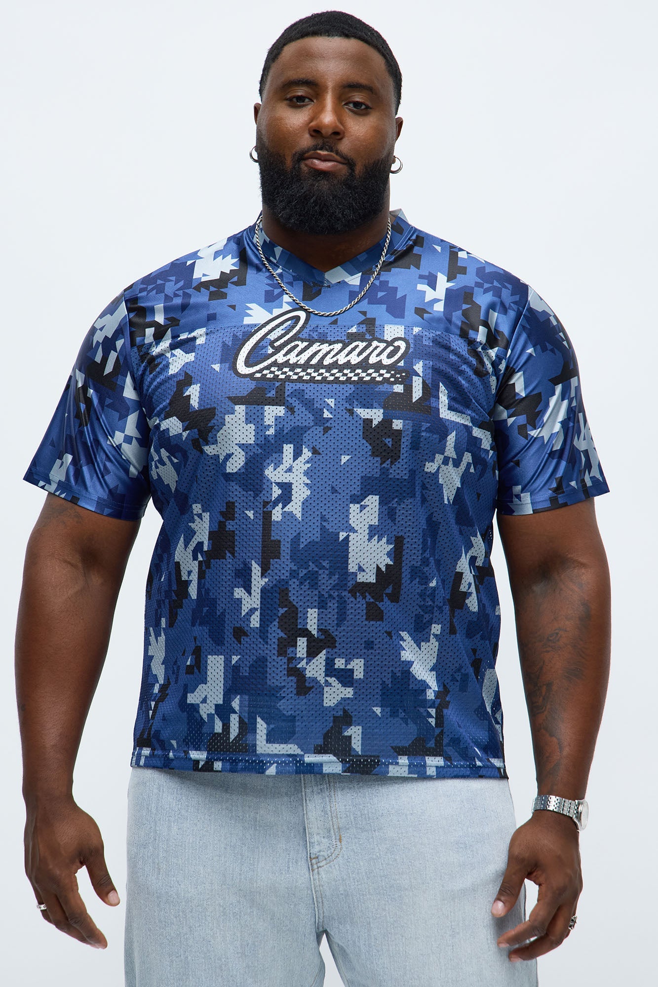 Camaro Combat Print Mesh Jersey - Blue/combo