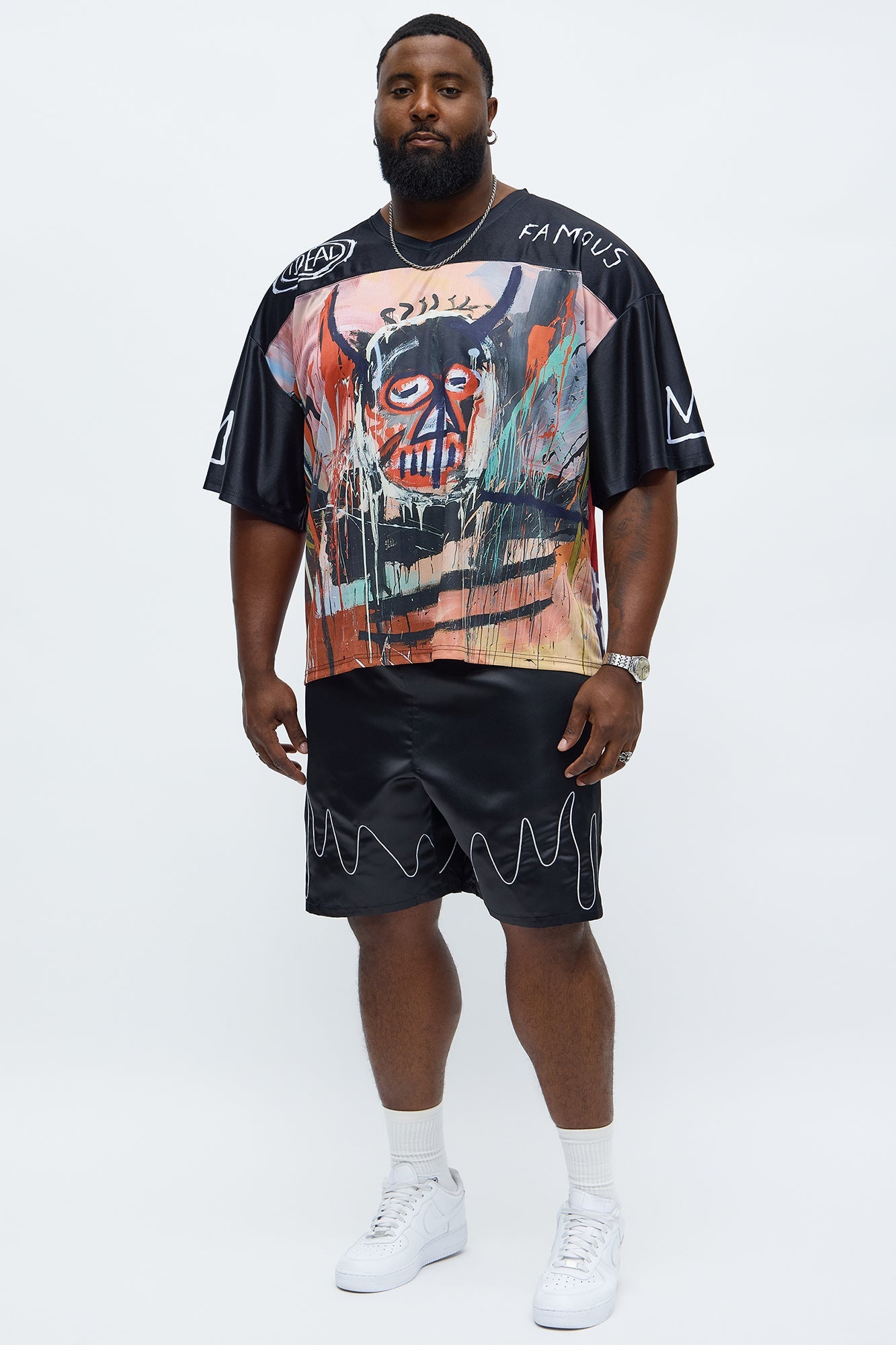 Basquiat Short Sleeve Football Jersey - Black/combo