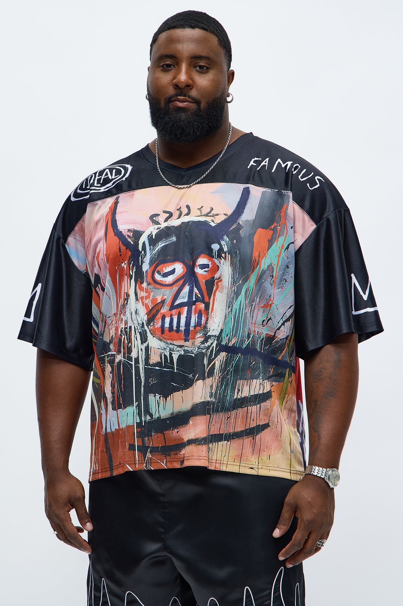 Basquiat Short Sleeve Football Jersey - Black/combo