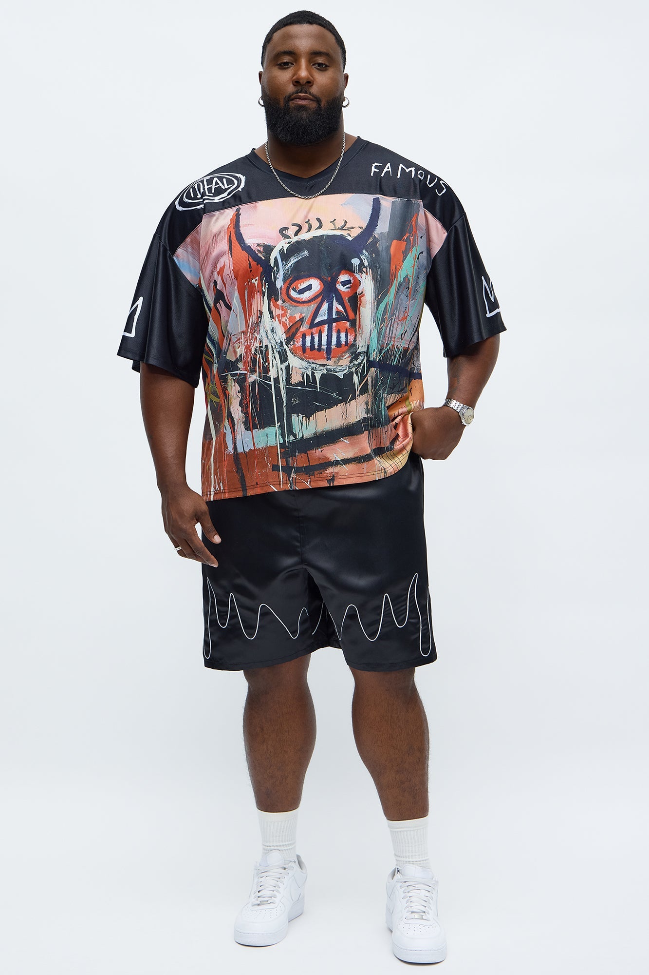 Relaxed Flame Piping Short - Black