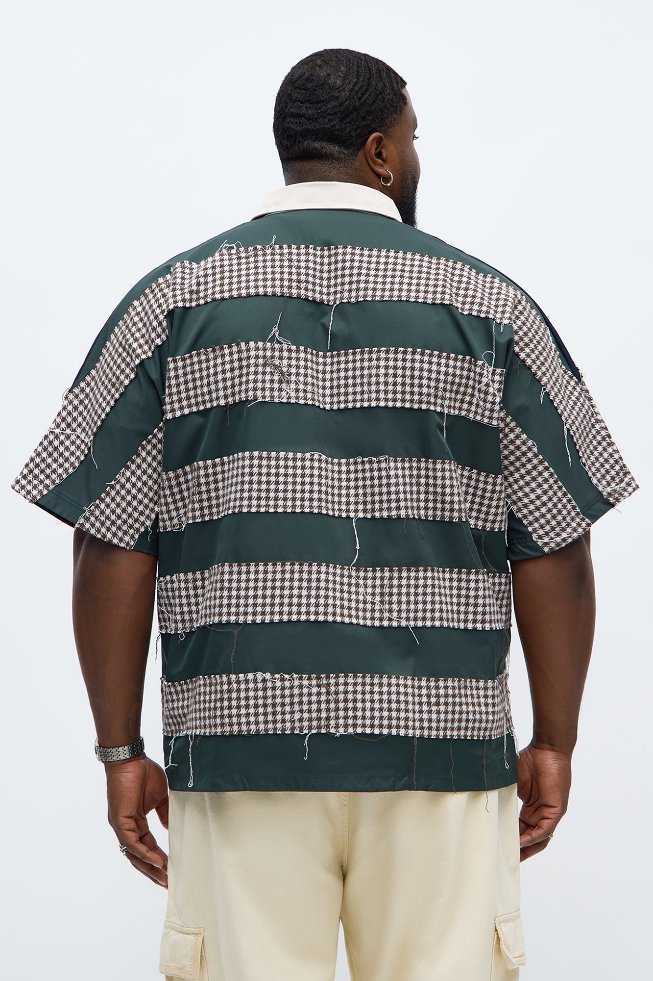 Oversized Frayed Houndstooth Polo - Multi Color