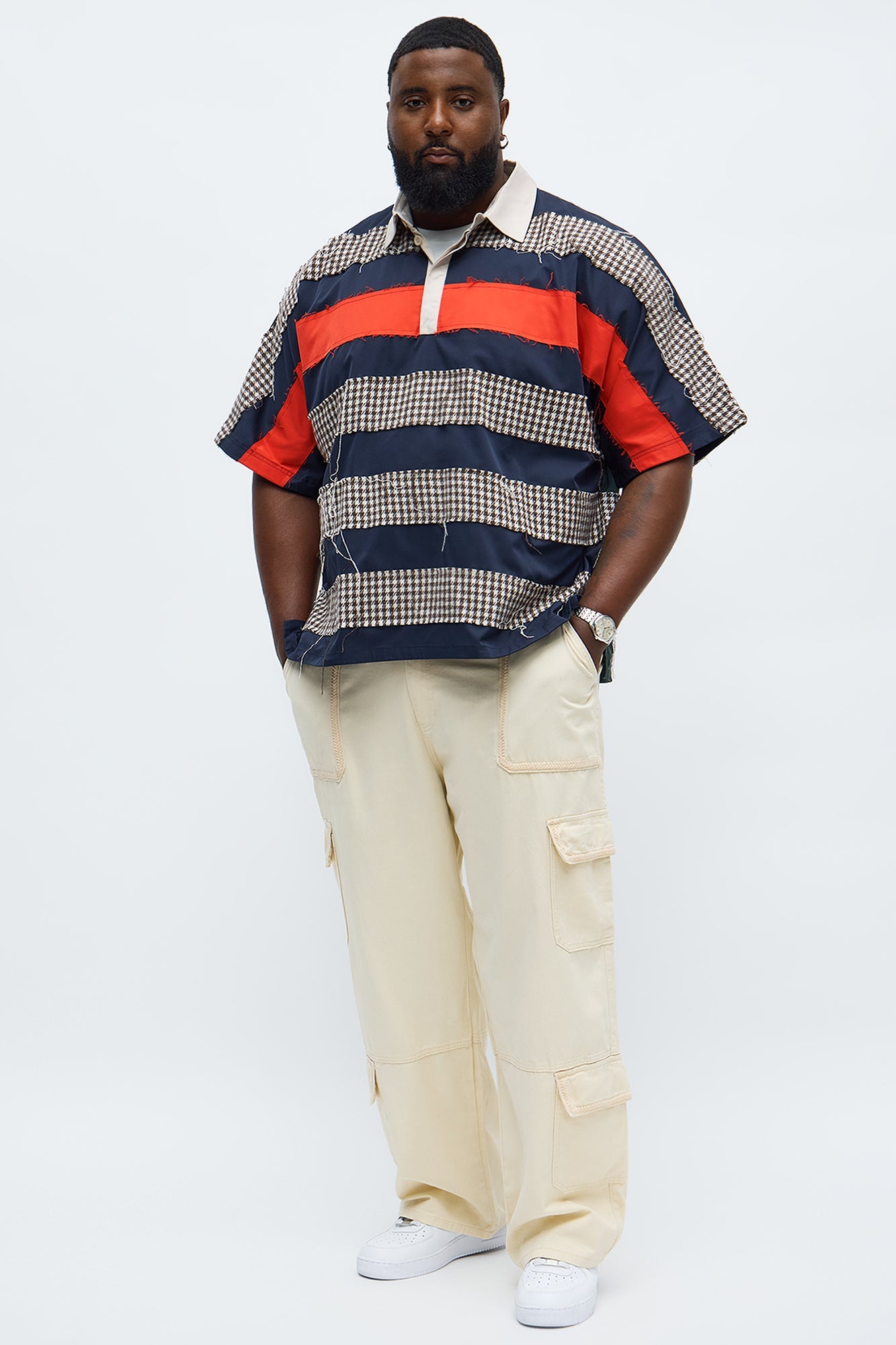 Baggy Chain Stitch Cargo Pant - Khaki