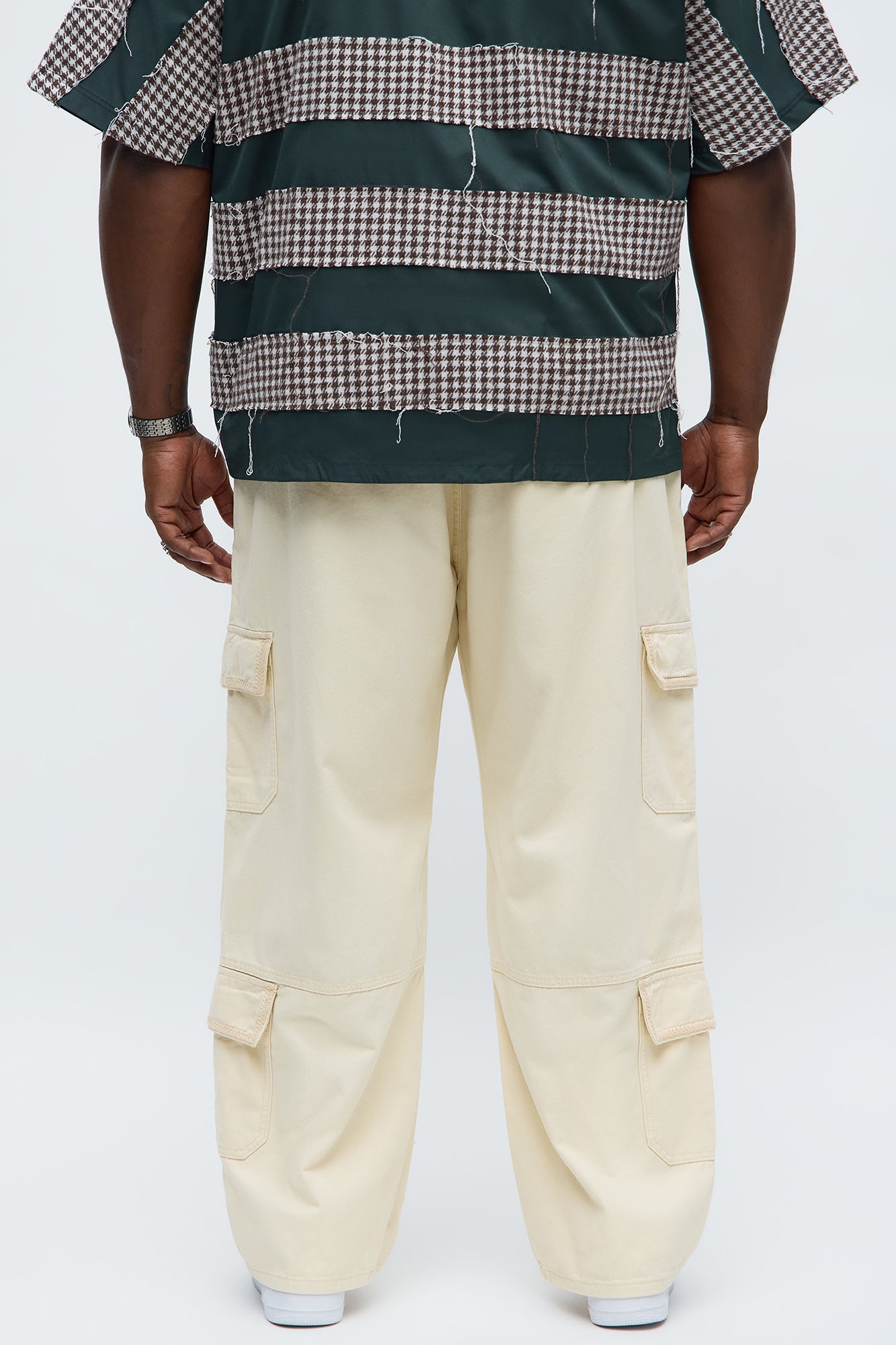 Baggy Chain Stitch Cargo Pant - Khaki