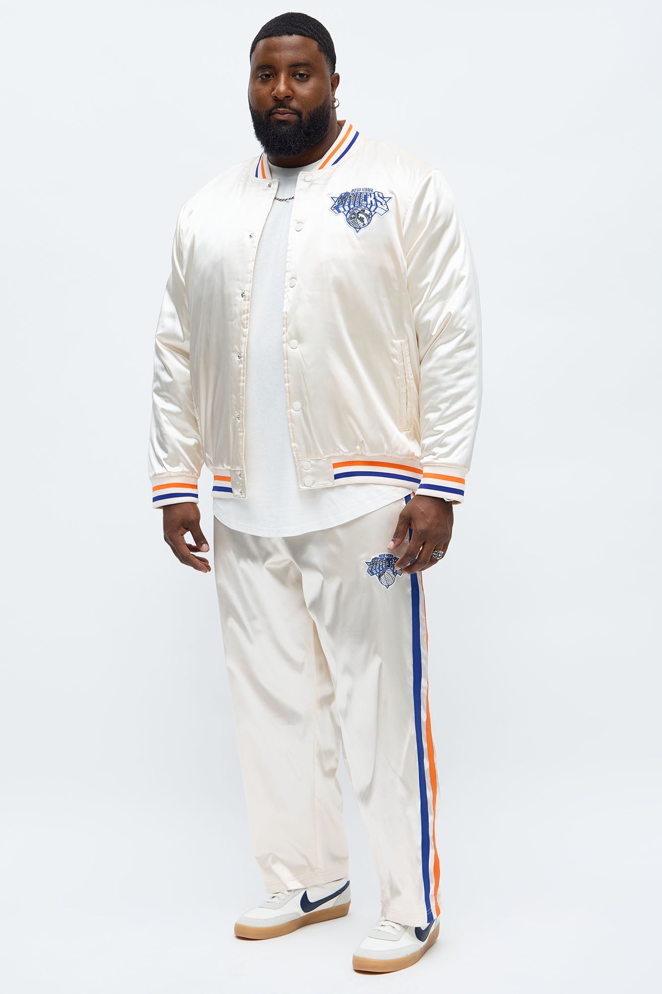 Knicks Night Drift Satin Straight Pants - Off White/combo