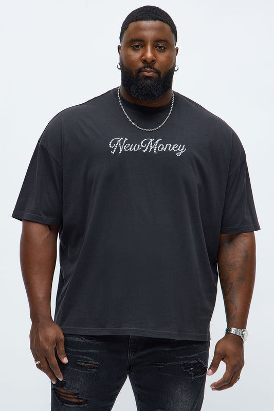 New Money Oversized Short Sleeve Tee - Black Wash