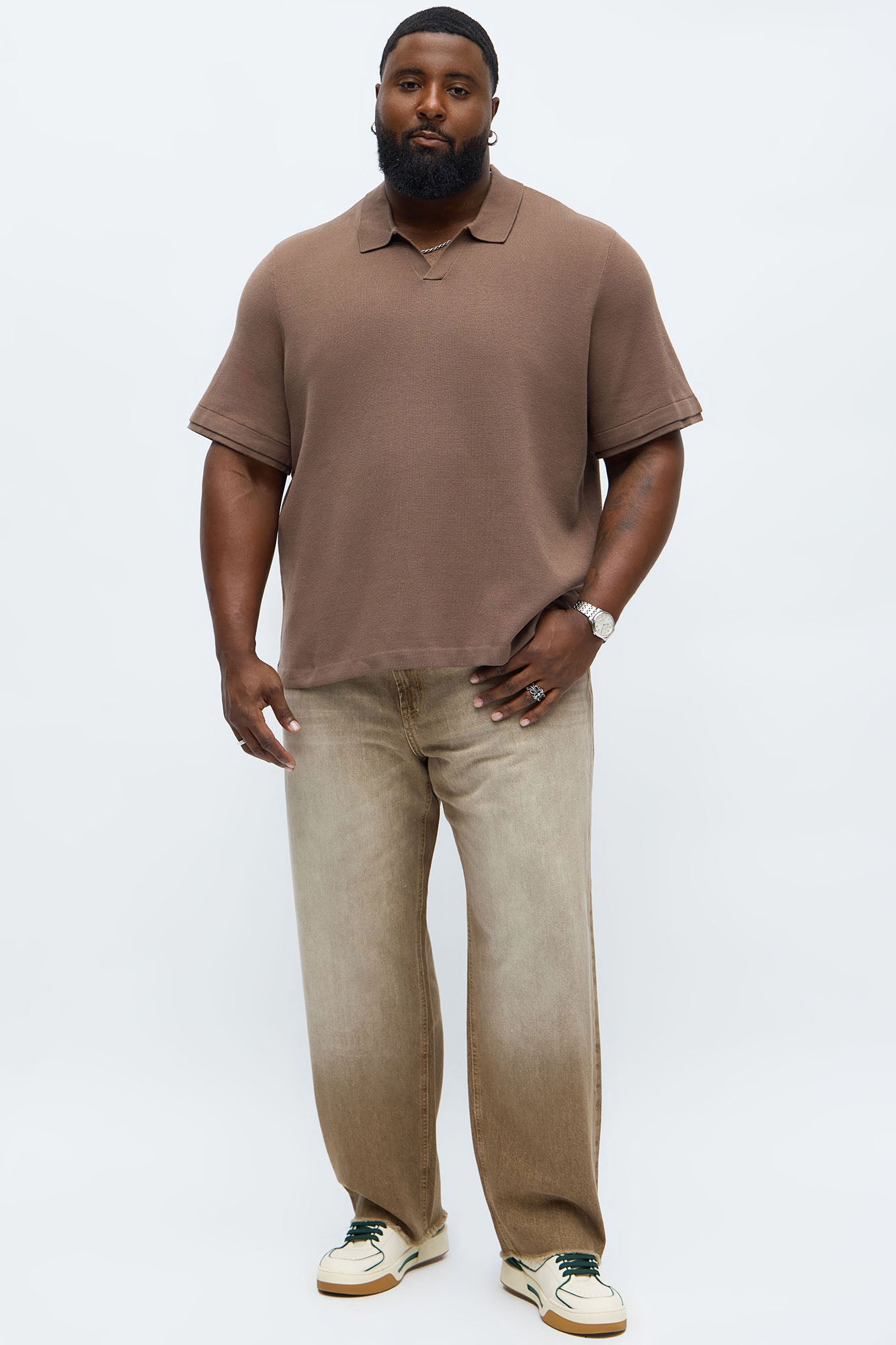 Elevated The Slate Knit Polo - Brown