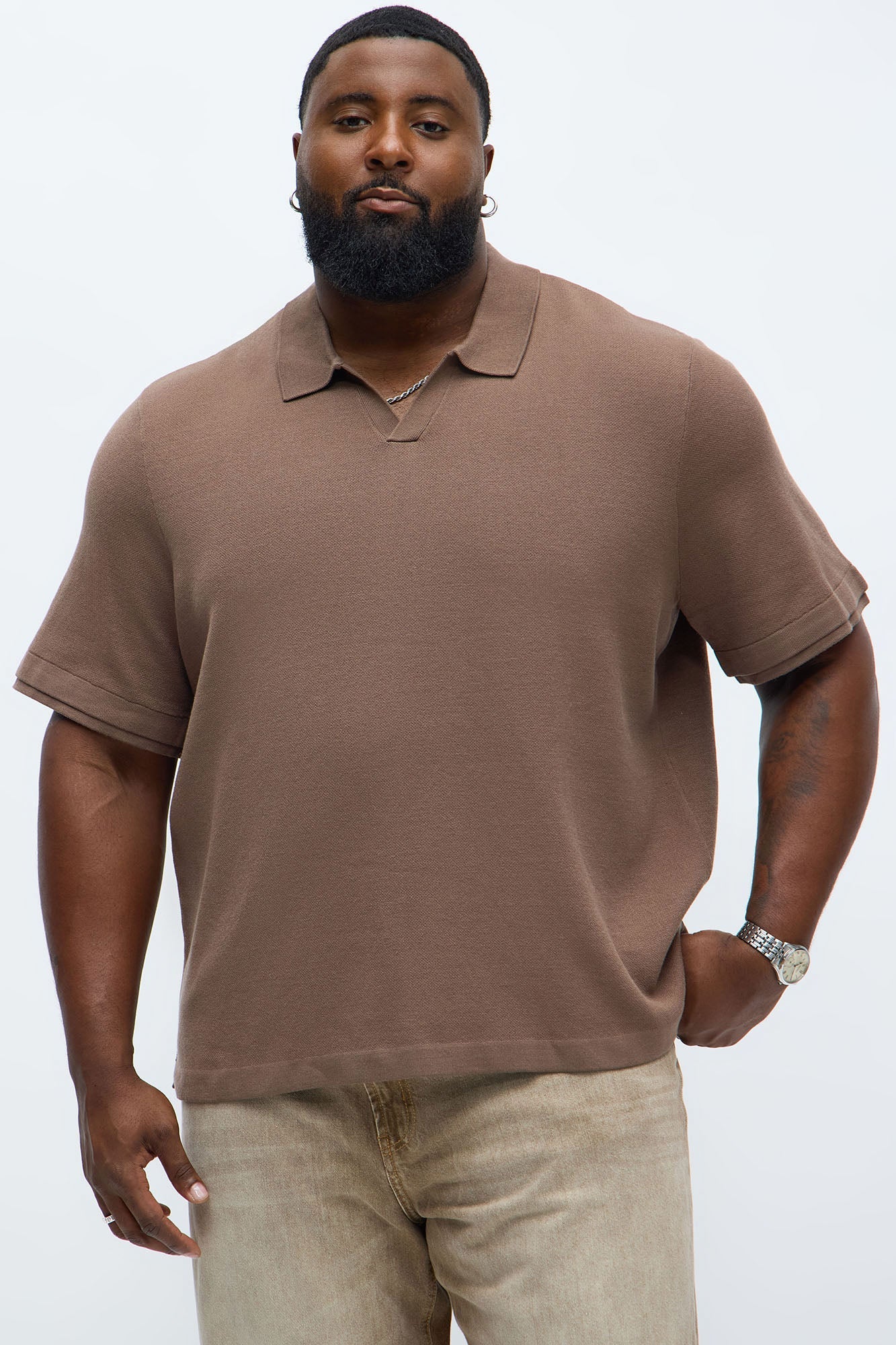 Elevated The Slate Knit Polo - Brown