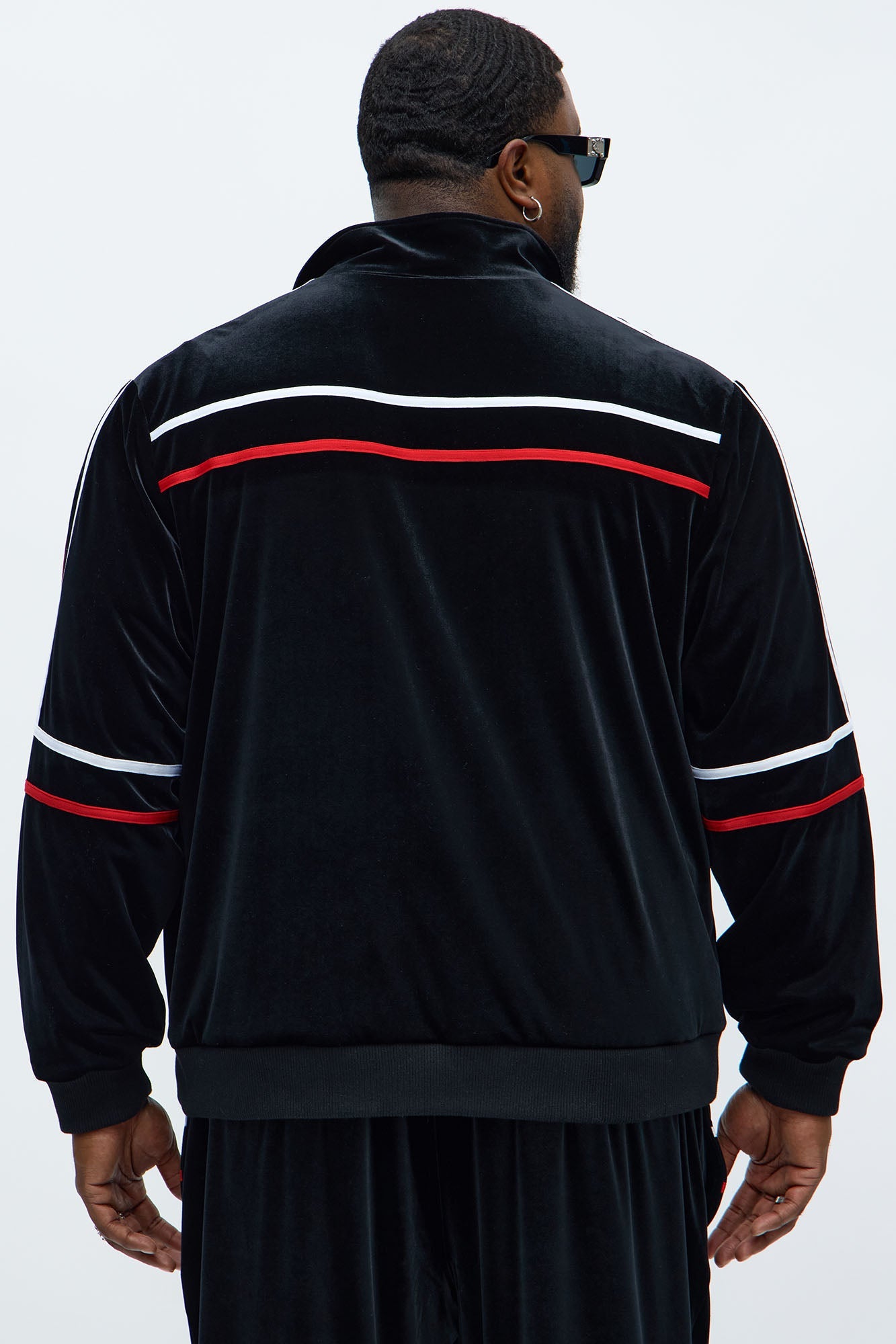 Velour Piped Courtside Track Jacket - Black/Red