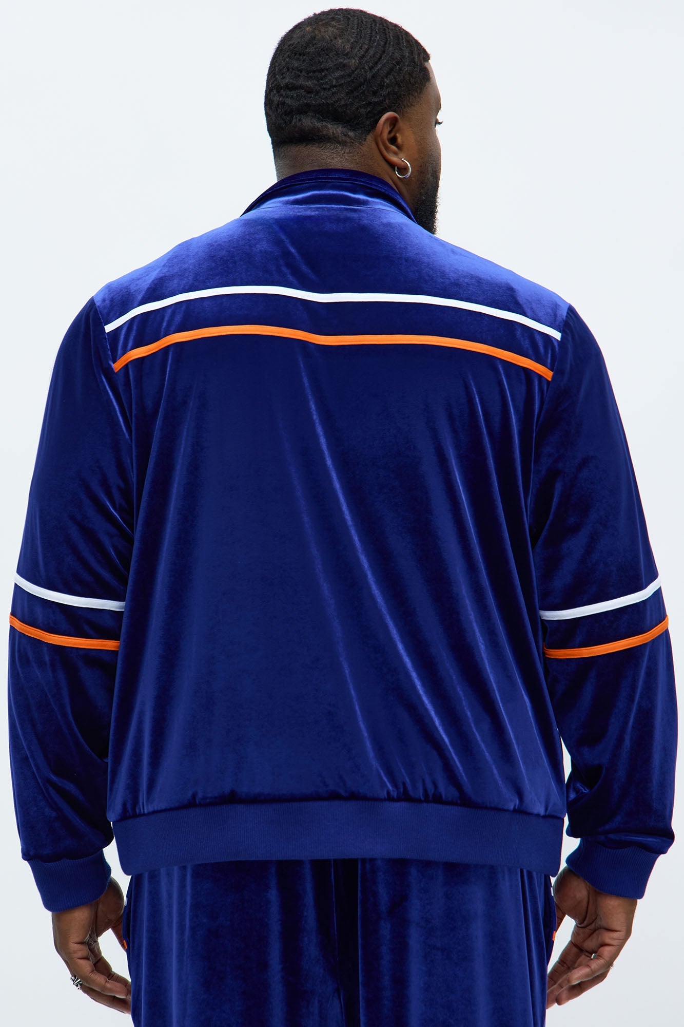 Velour Piped Courtside Track Jacket - Navy