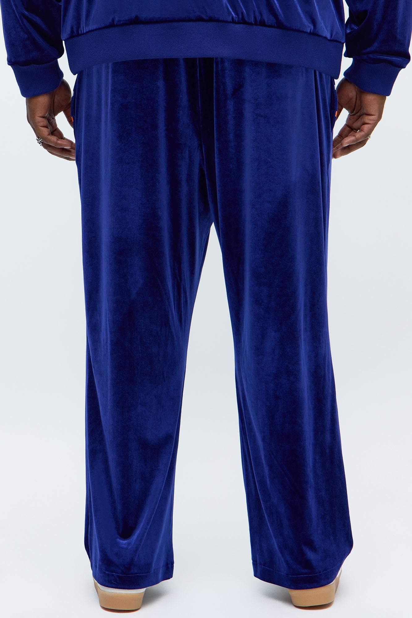 Velour Piped Courtside Straight Track Pant - Navy