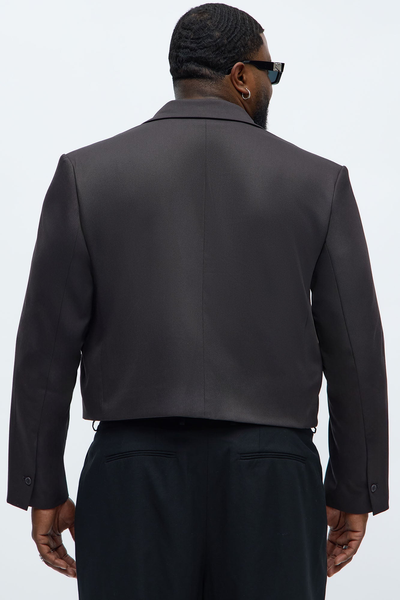 Gabardine Super Cropped Single Breasted Blazer - Brown