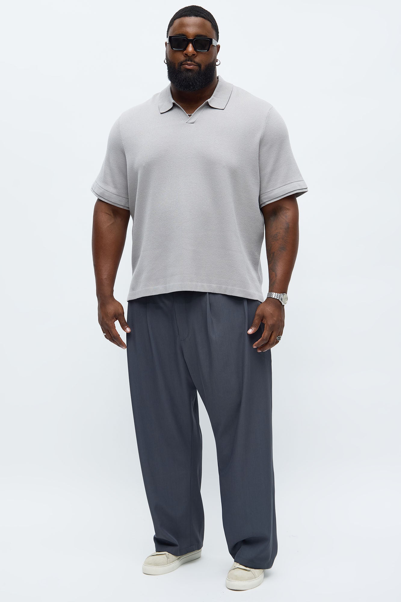 Elevated The Slate Knit Polo - Grey