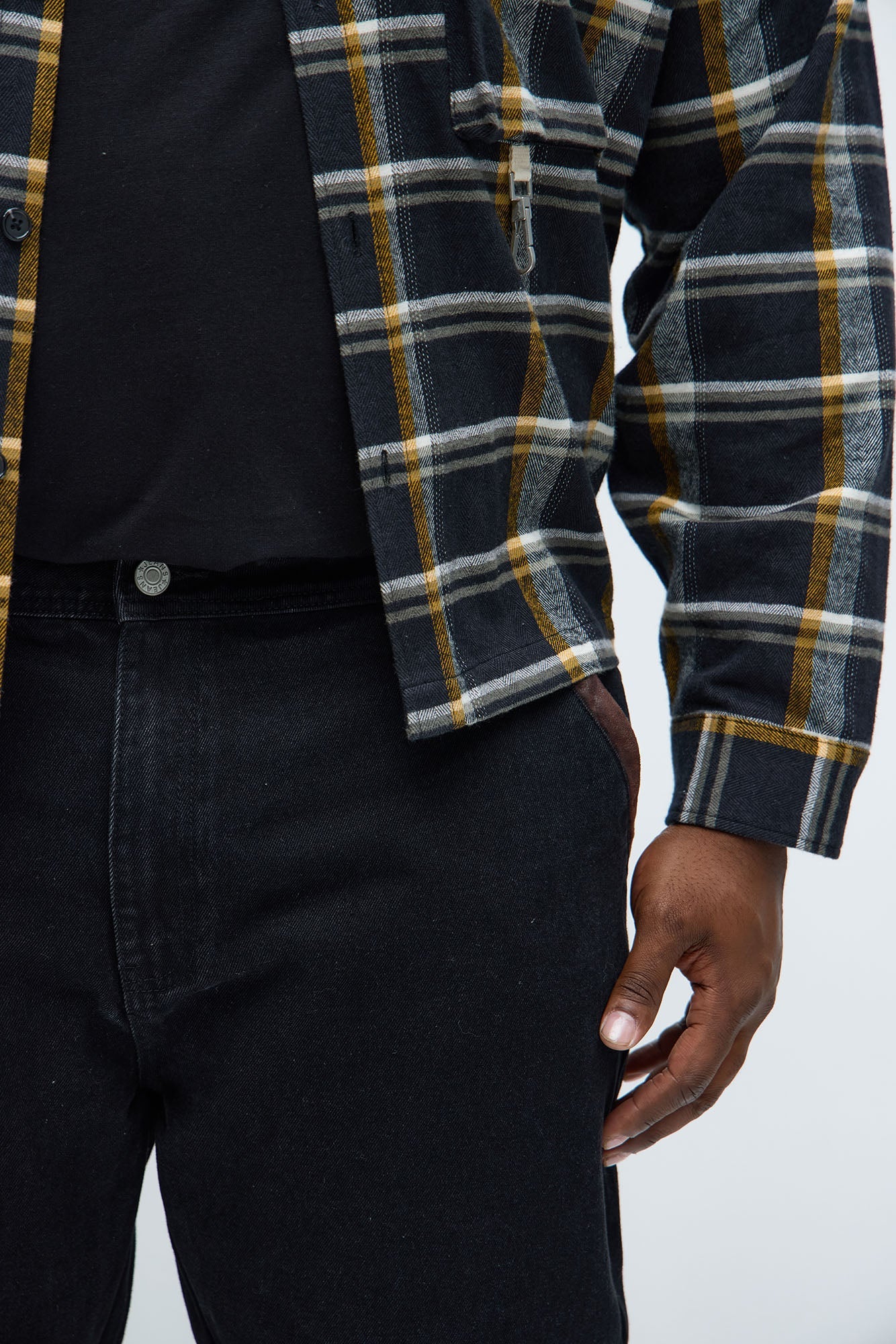 Bootcut Faux Leather Knee Panel Jean - Black