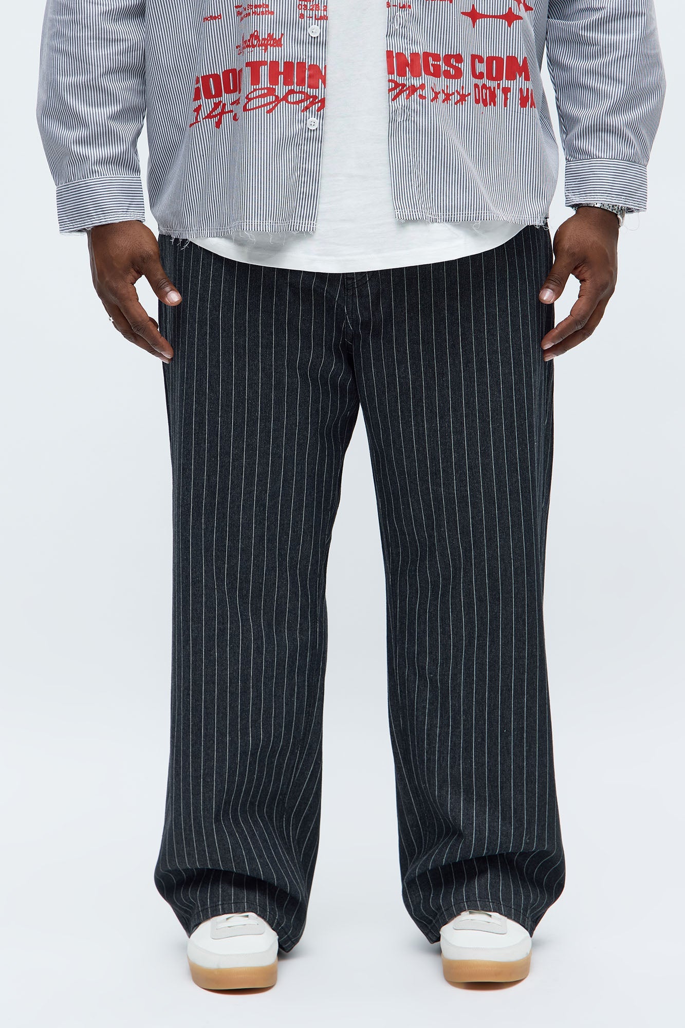Baggy Pinstripe Jean - Grey