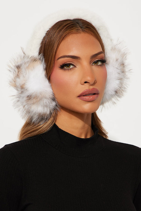 Come Find Me Faux Fur Earmuffs - Ivory/combo