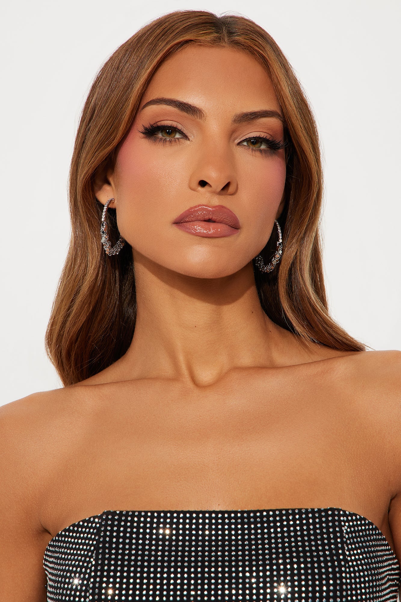 Glitz Loop Hoop Earrings - Silver