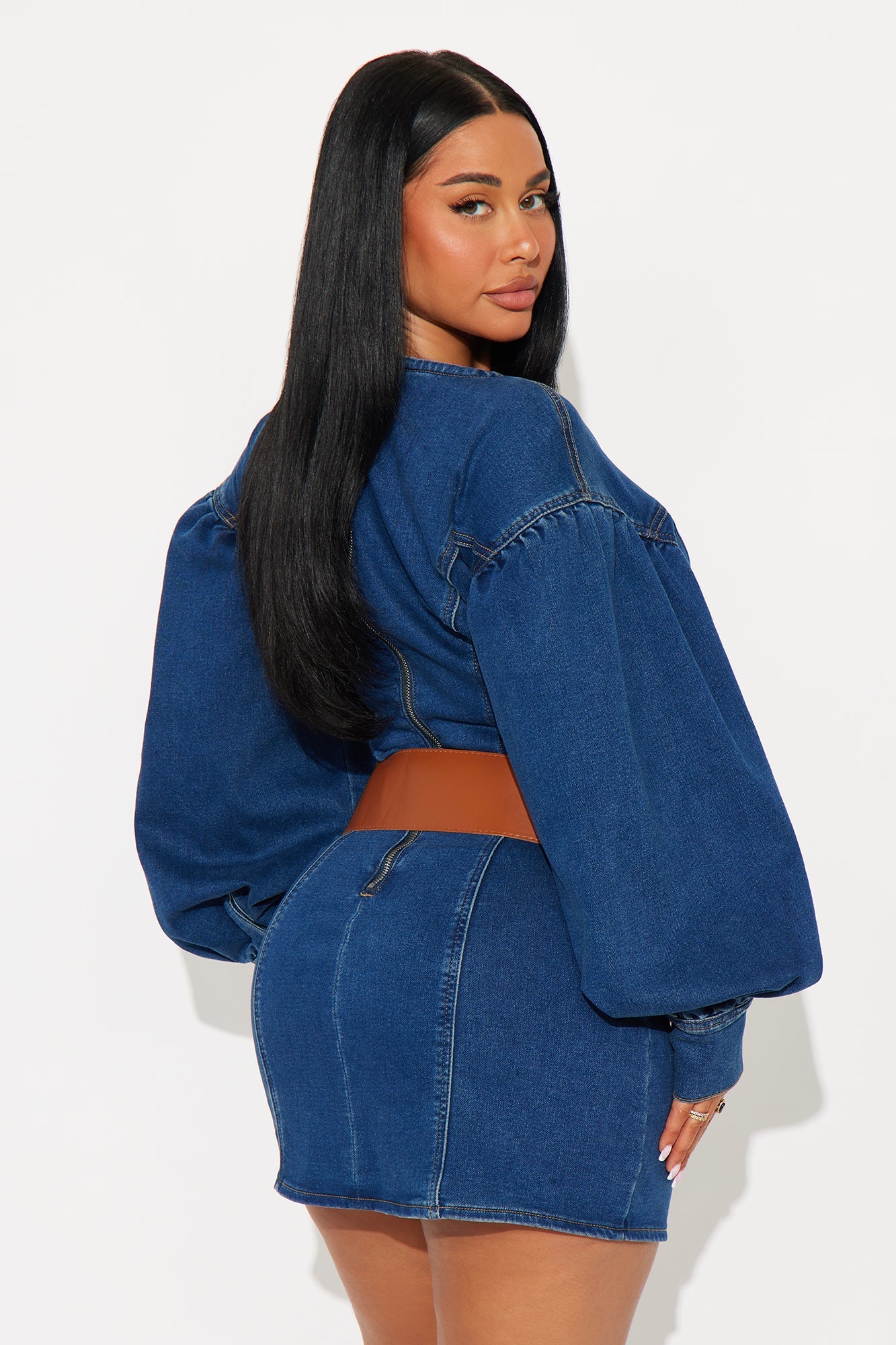 Malia Belted Denim Mini Dress - Denim