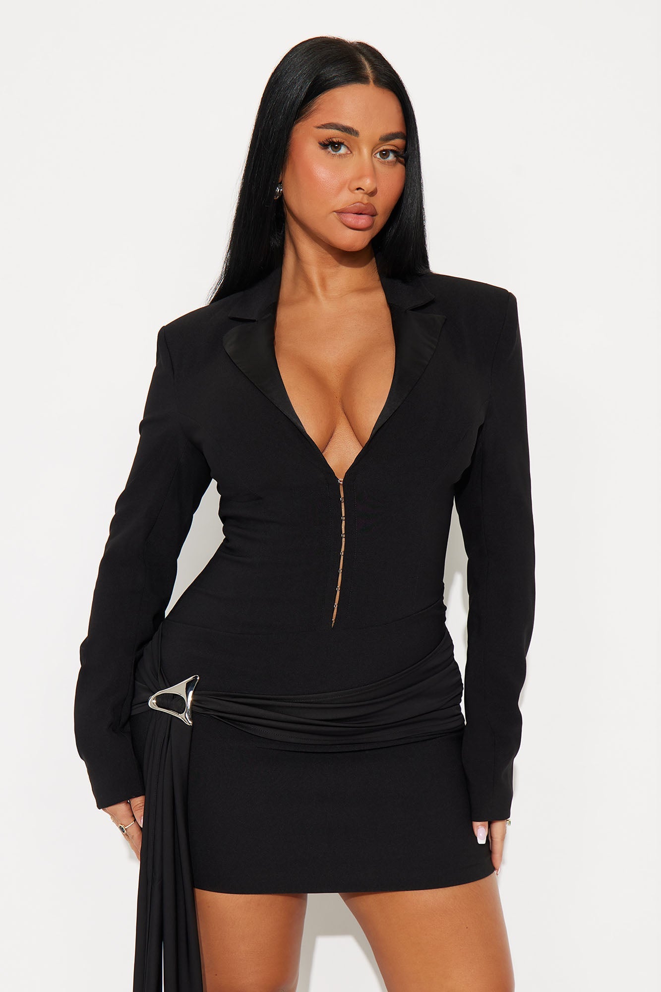 Dua Draped Mini Dress - Black