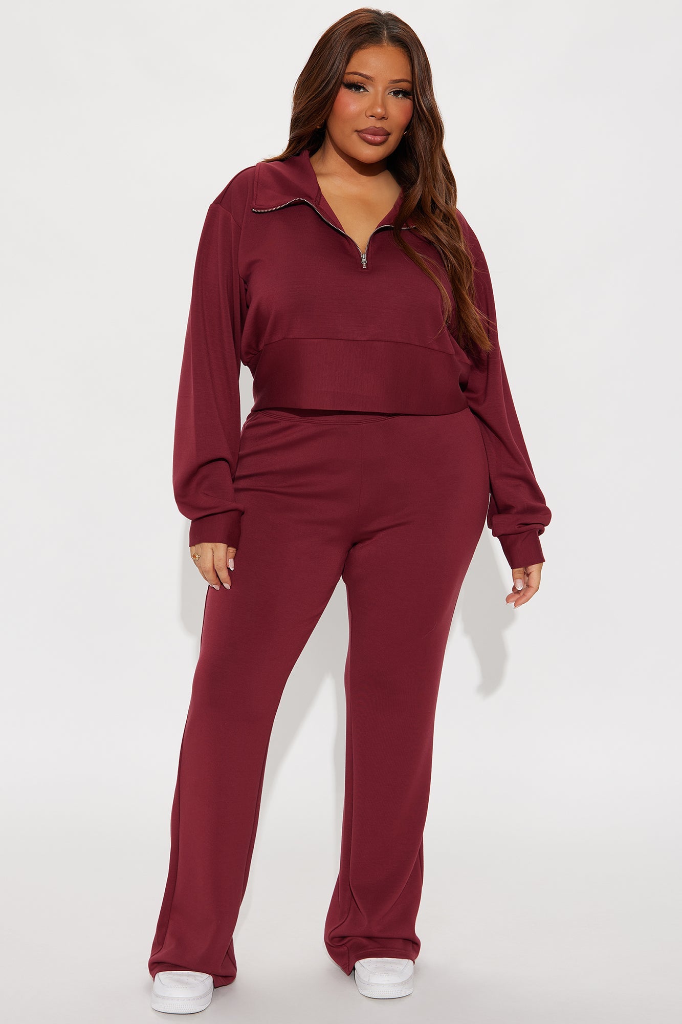 Sabrina Ultra Soft Quarter Zip Sweatshirt - Burgundy