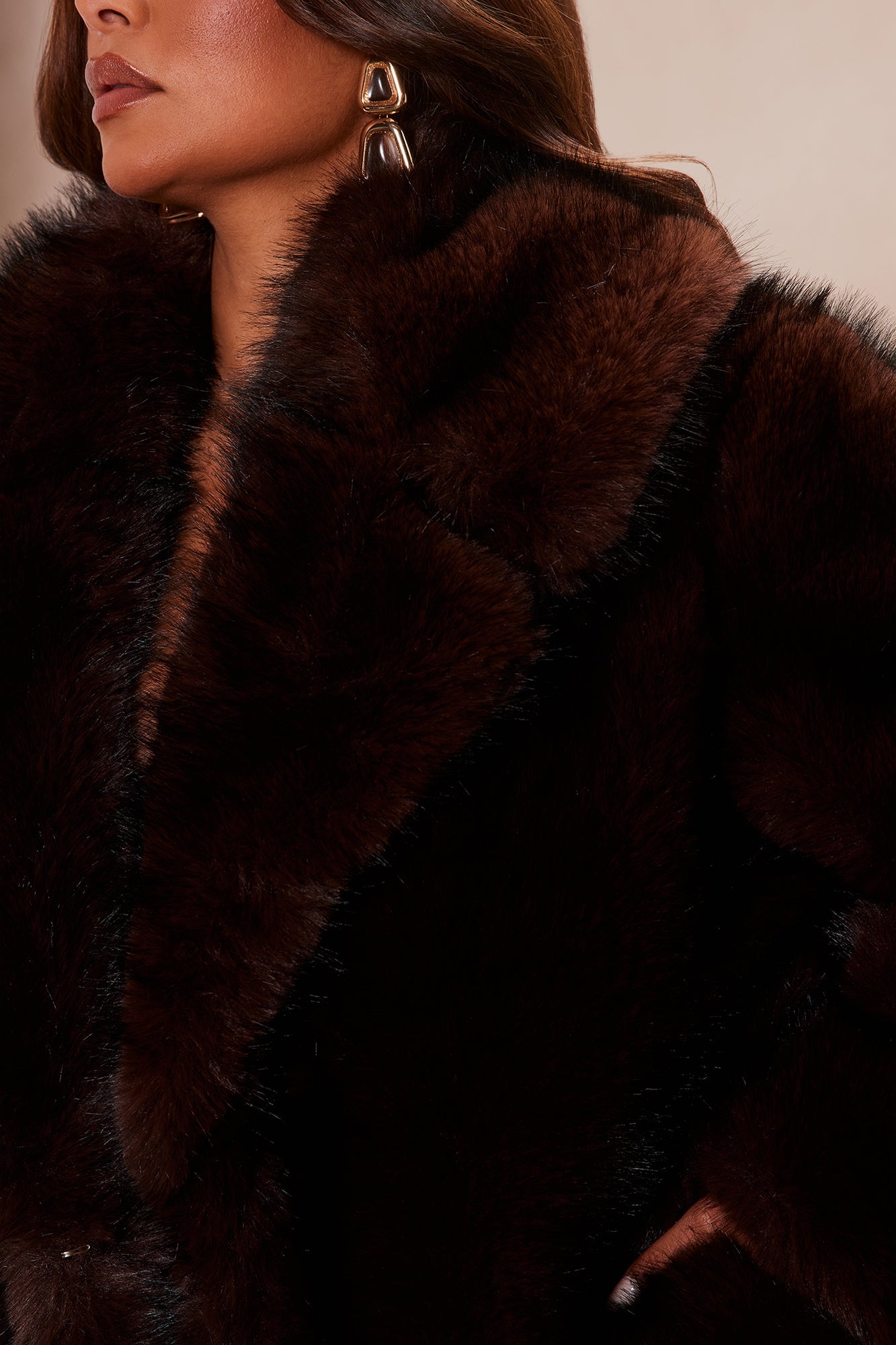 Ivy Faux Fur Jacket - Chocolate