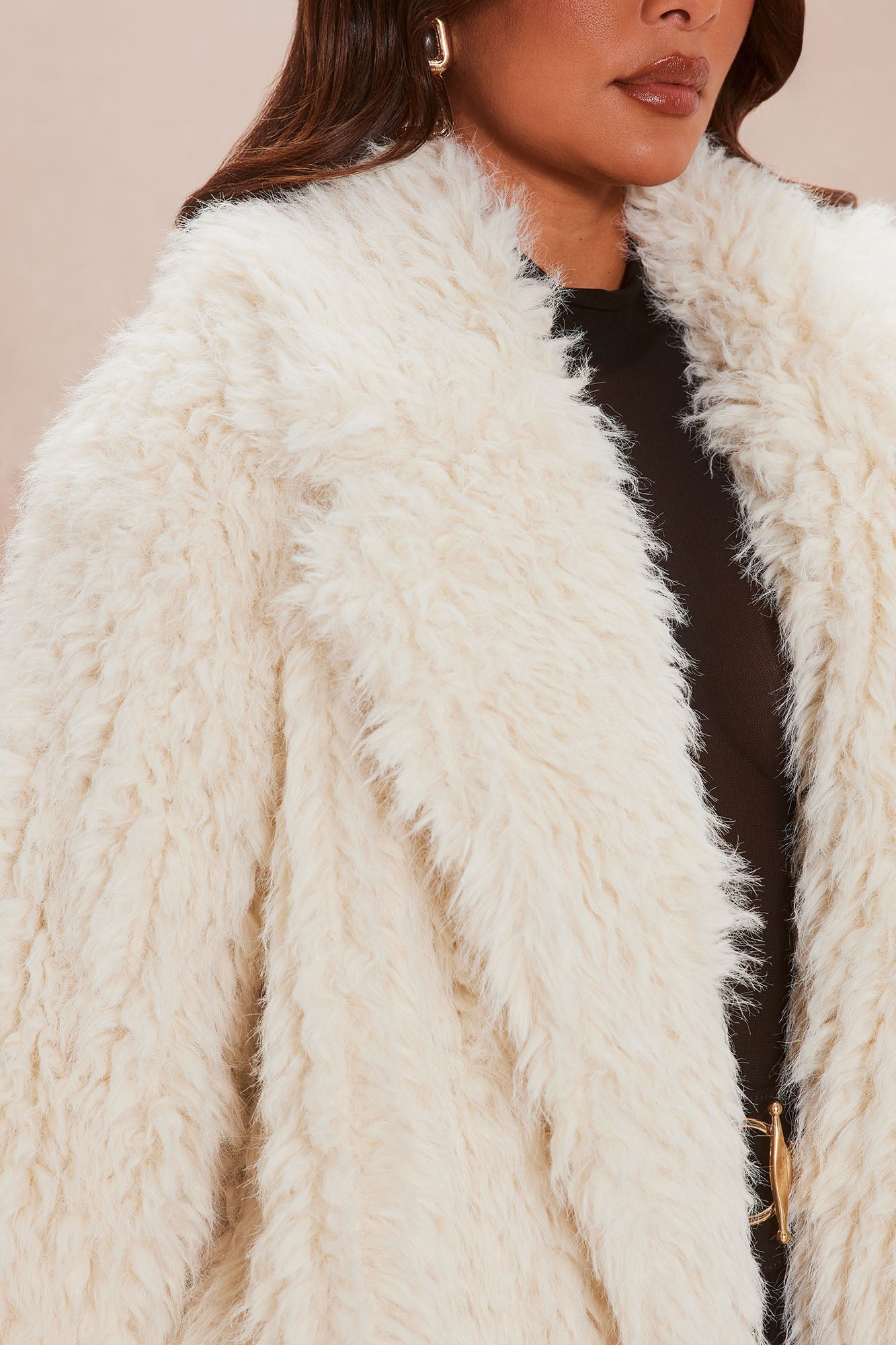 Catherine Faux Fur Coat - Cream
