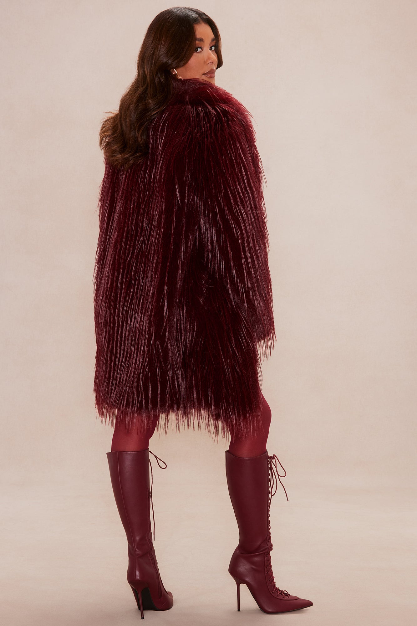 Bold Moves Only Faux Fur Jacket - Wine